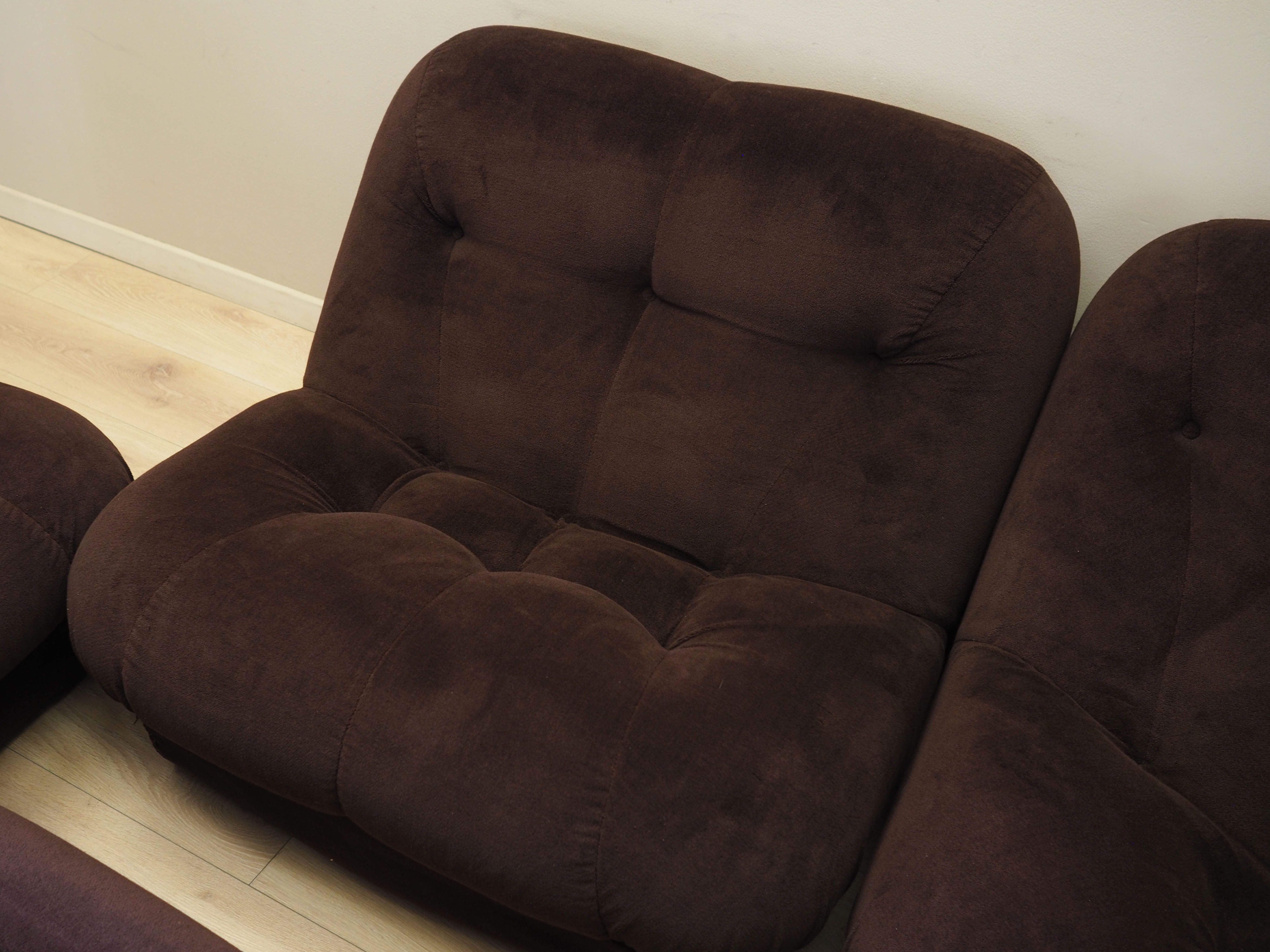 Living room set velvet brown 1970s