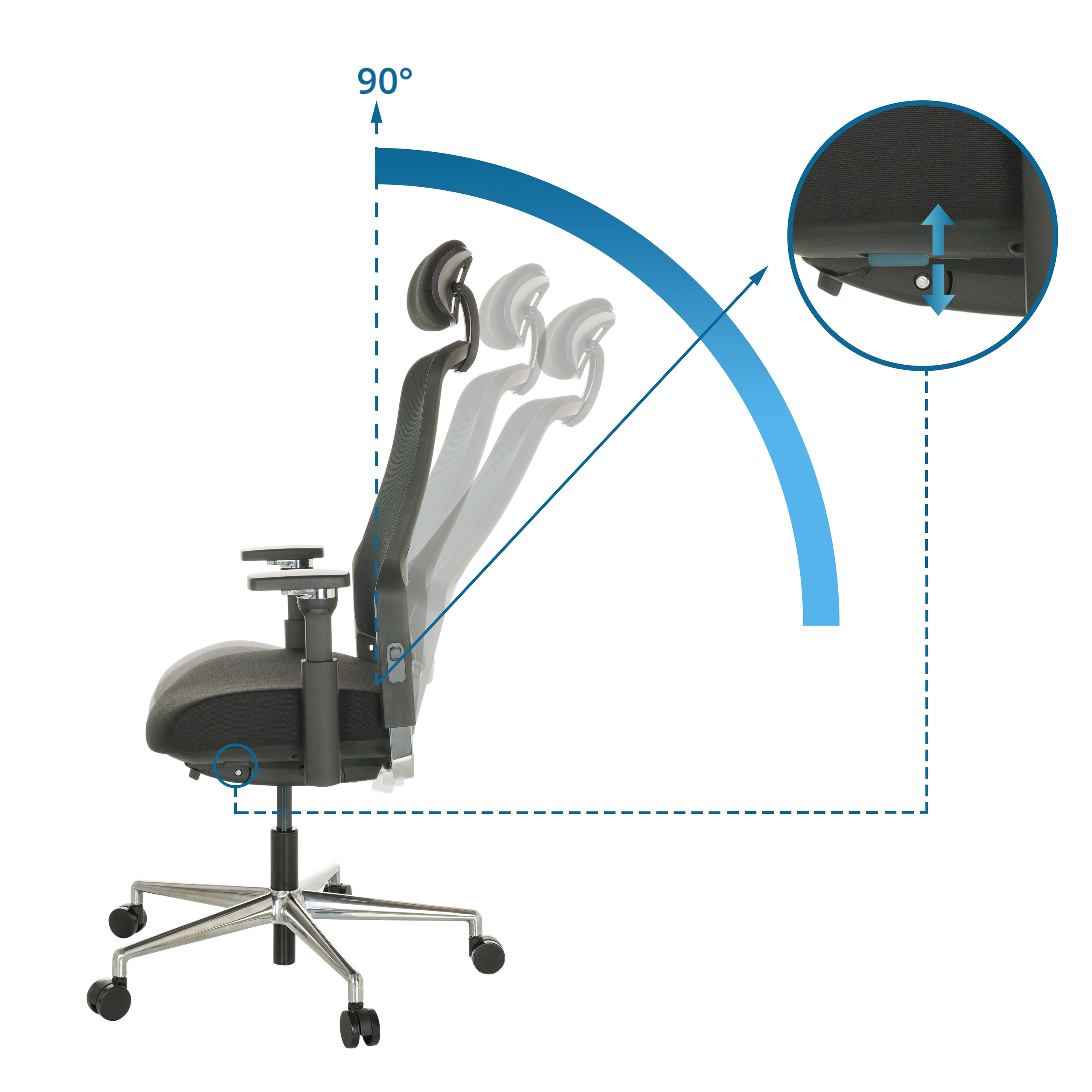 TERARO AX Bürostuhl Netzstoff Schwarz