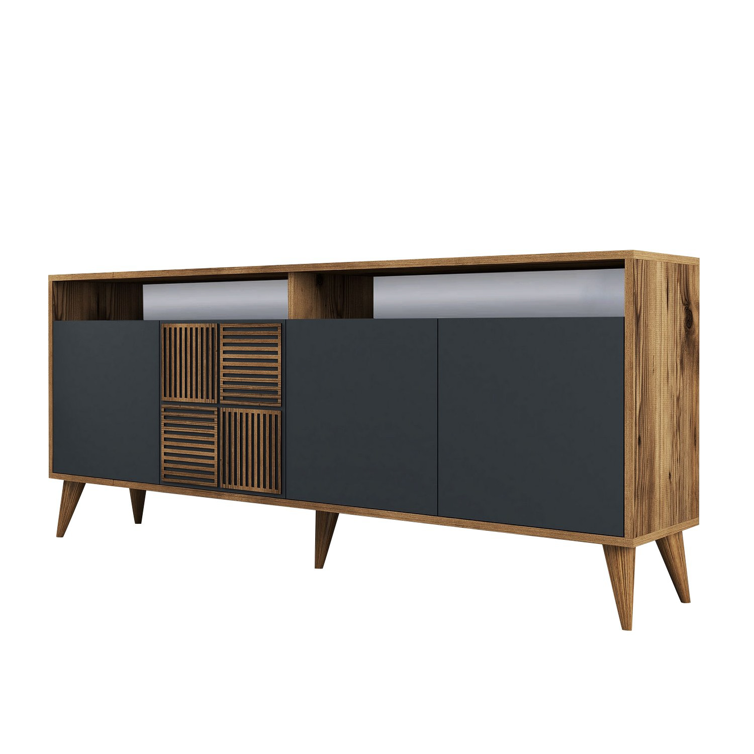 Milan Sideboard Walnussbraun Anthrazit 180cm