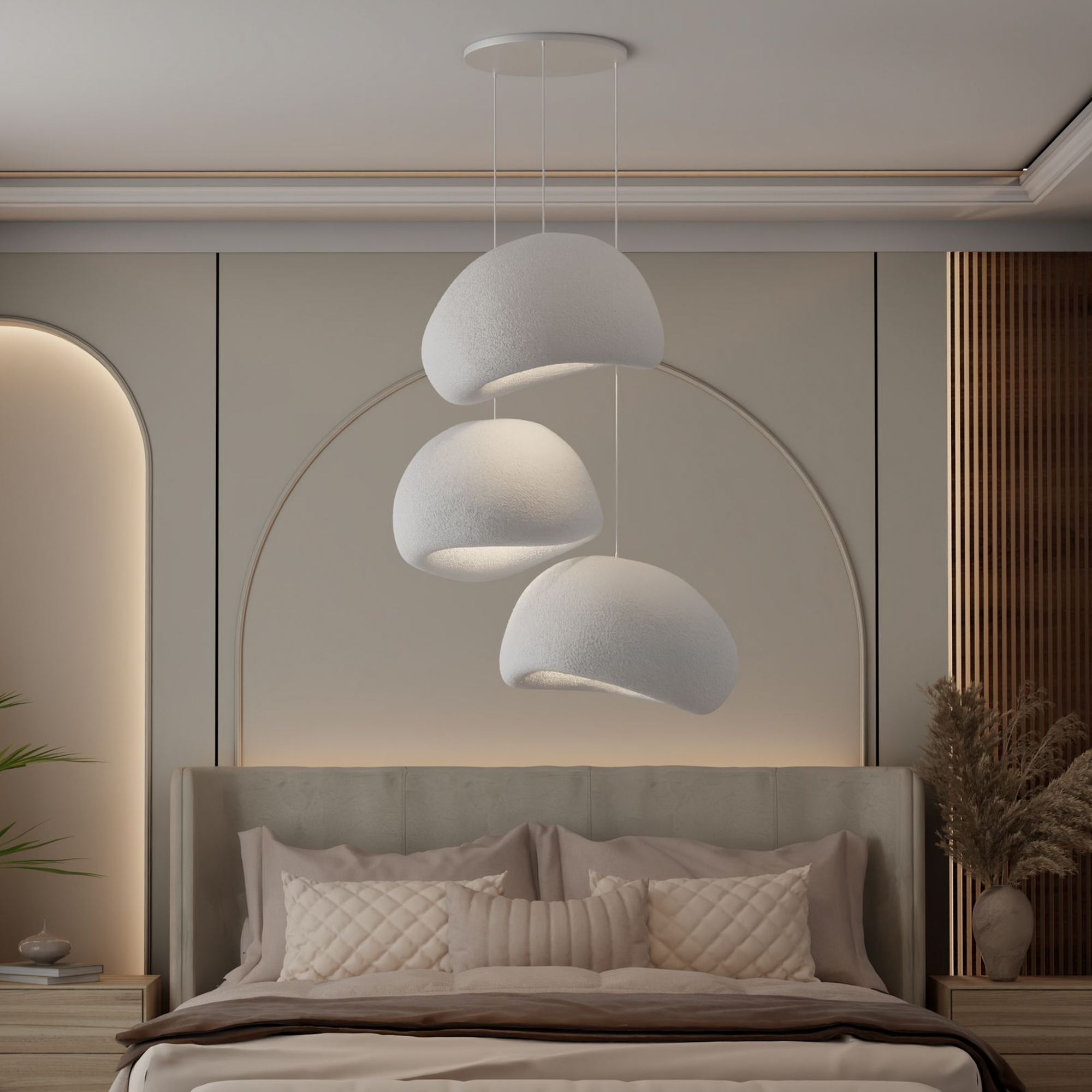 3-Flammig Wabi Sabi Nami Pendelleuchte Weiß