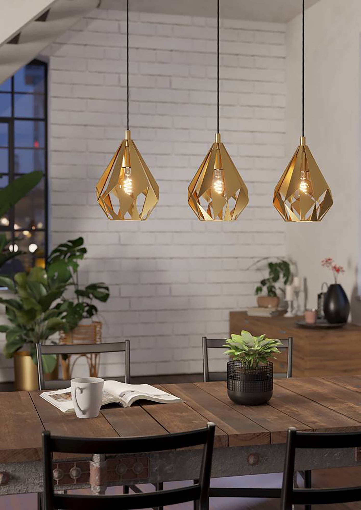 Carlton Type B Pendant Lamp Steel 3-lamp