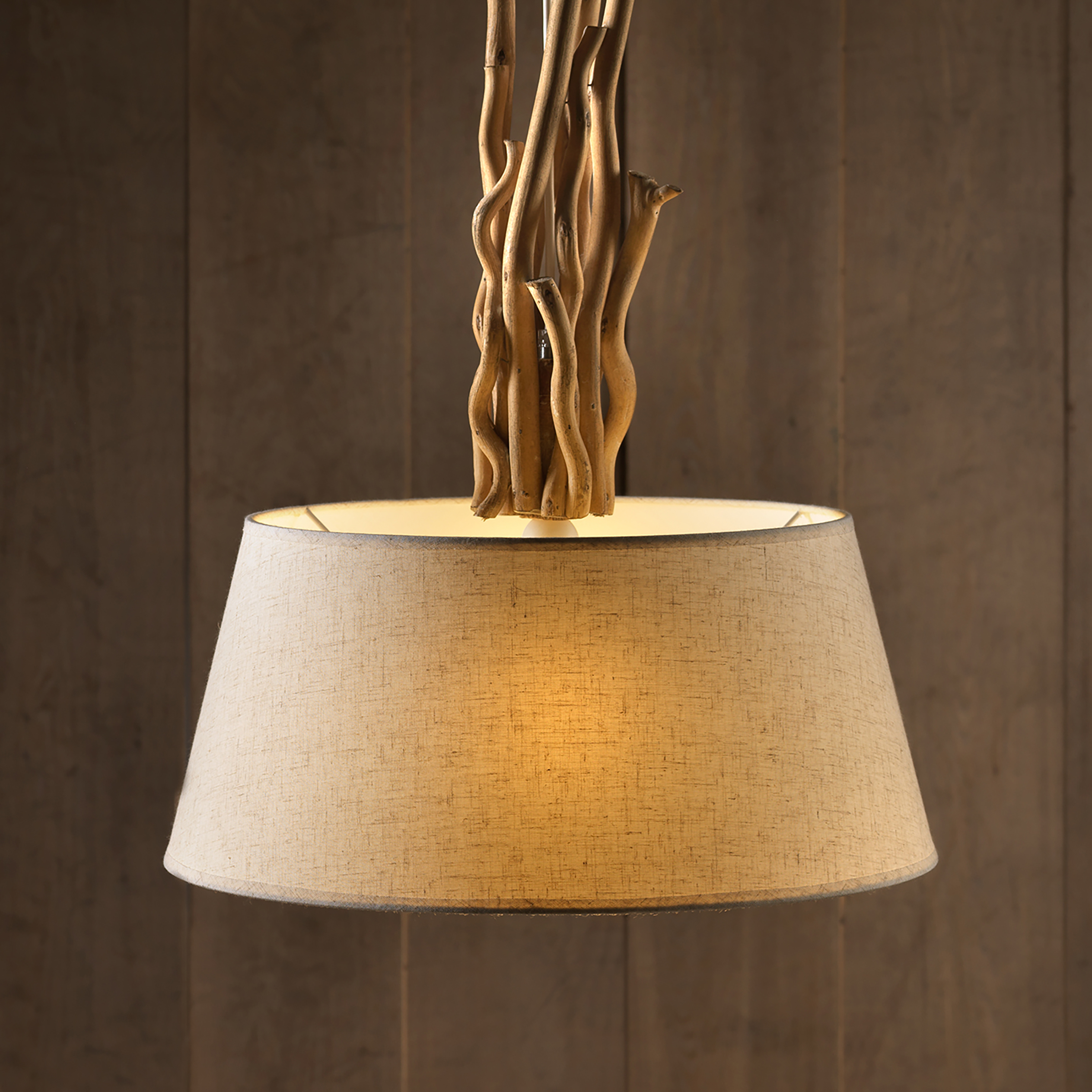 Woody Pendelleuchte Typ A Baumwollstoff Weiß