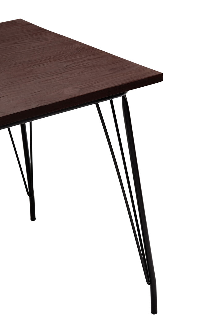 District Side Table Metal Elm Wood Black