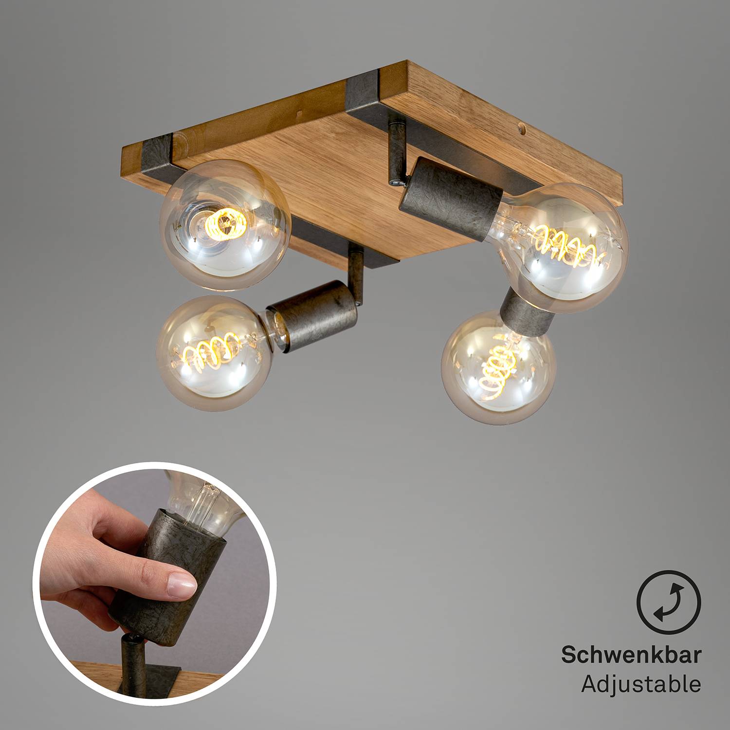 Wood Basic Deckenleuchte Eisen 4-flammig