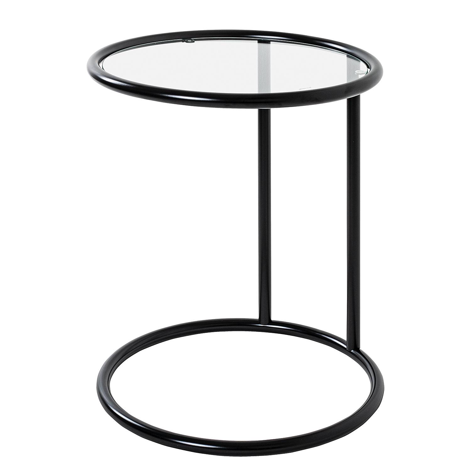 Stain Side table Safety glass Steel Black