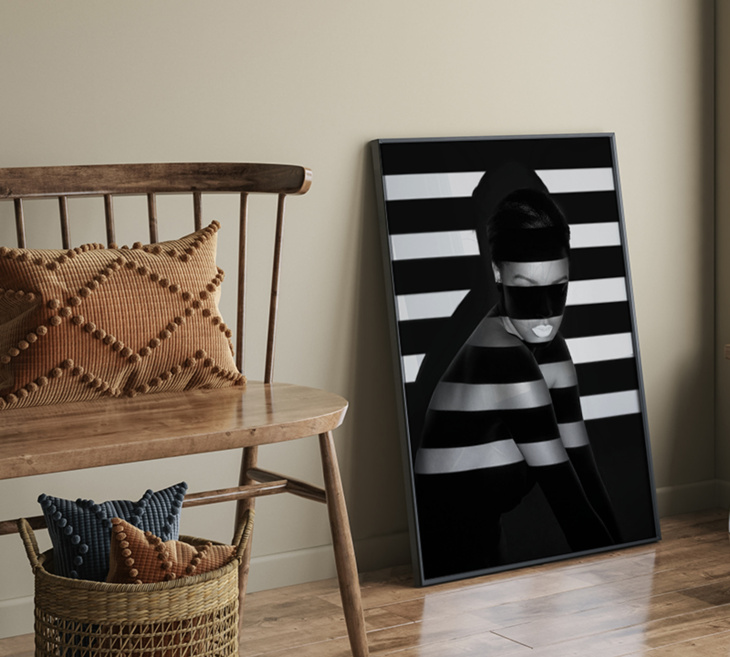 Studio Art Print with Frame Black White