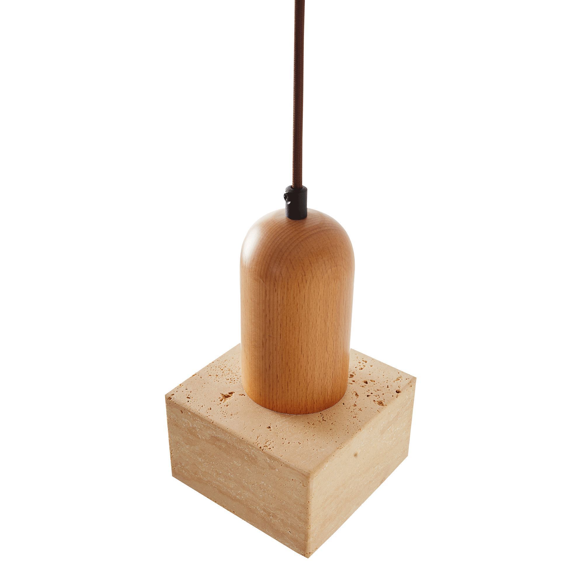 Suala Pendant Light Oak Wood Travertine Natural