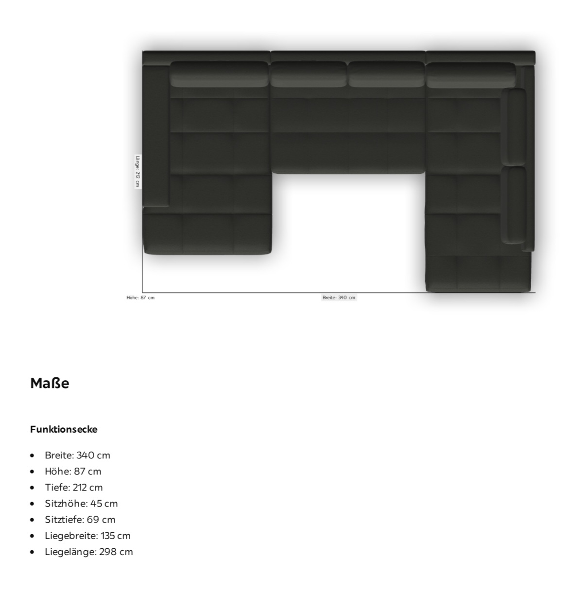 U-Form Sofa Set Dunkelgrau