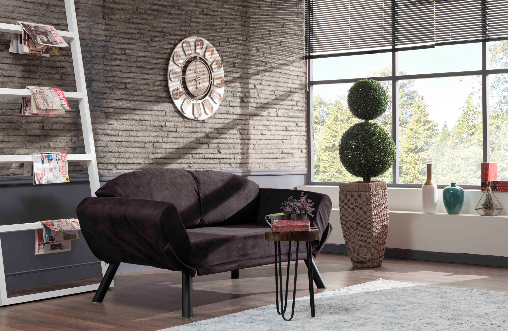 Genzo Sleeper Sofa 2-Seater Black