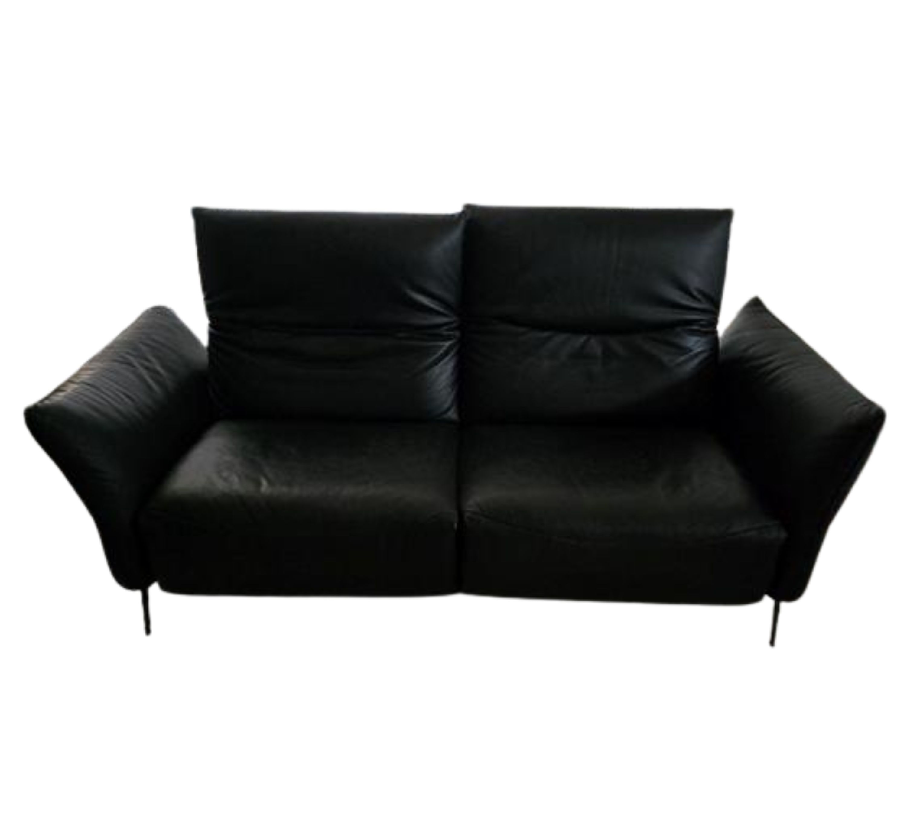 2-Sitzer Nappaleder Sofa mit elektr. Antrieb Schwarz
