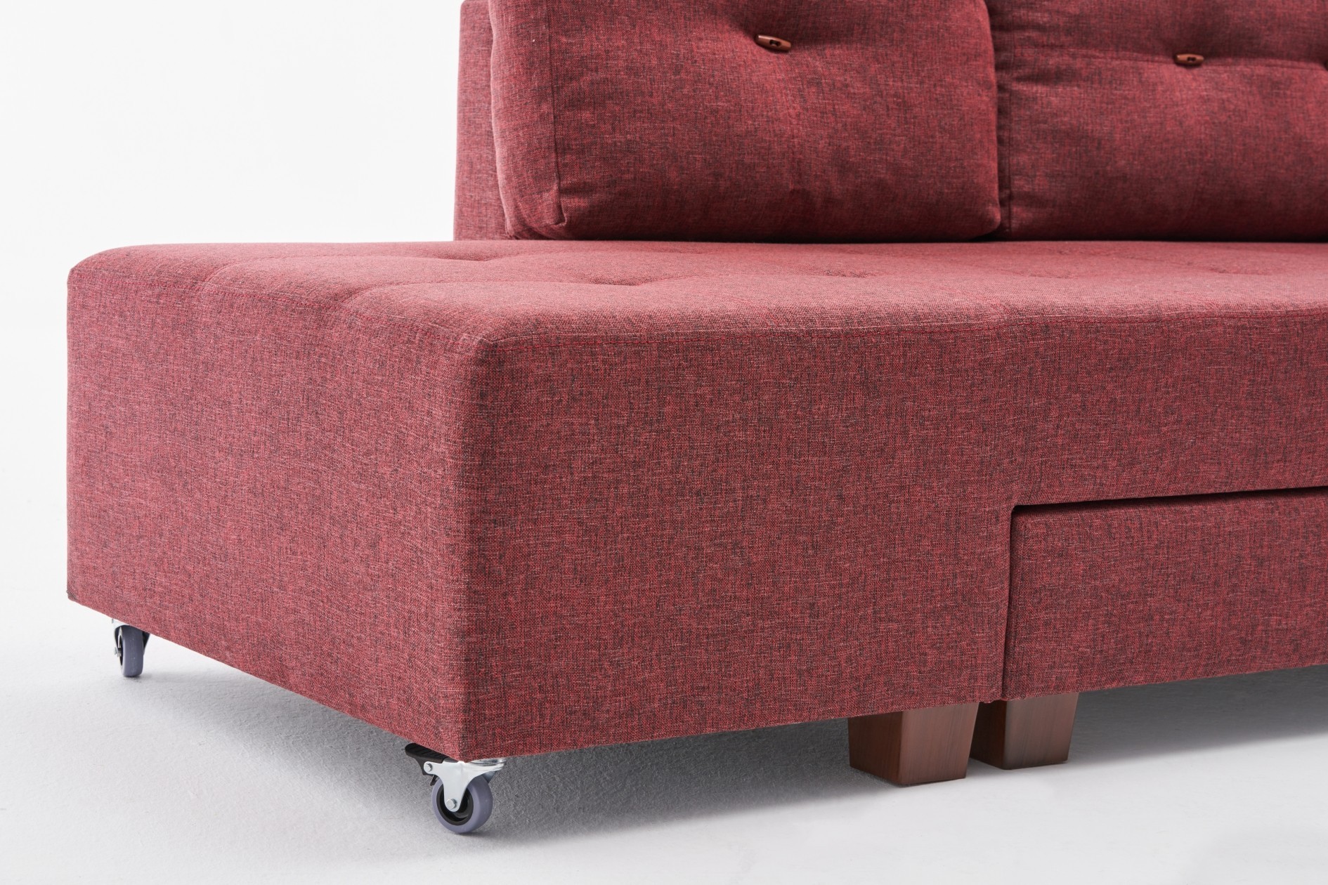 Manama Corner Sofa Bed Right - Claret Red