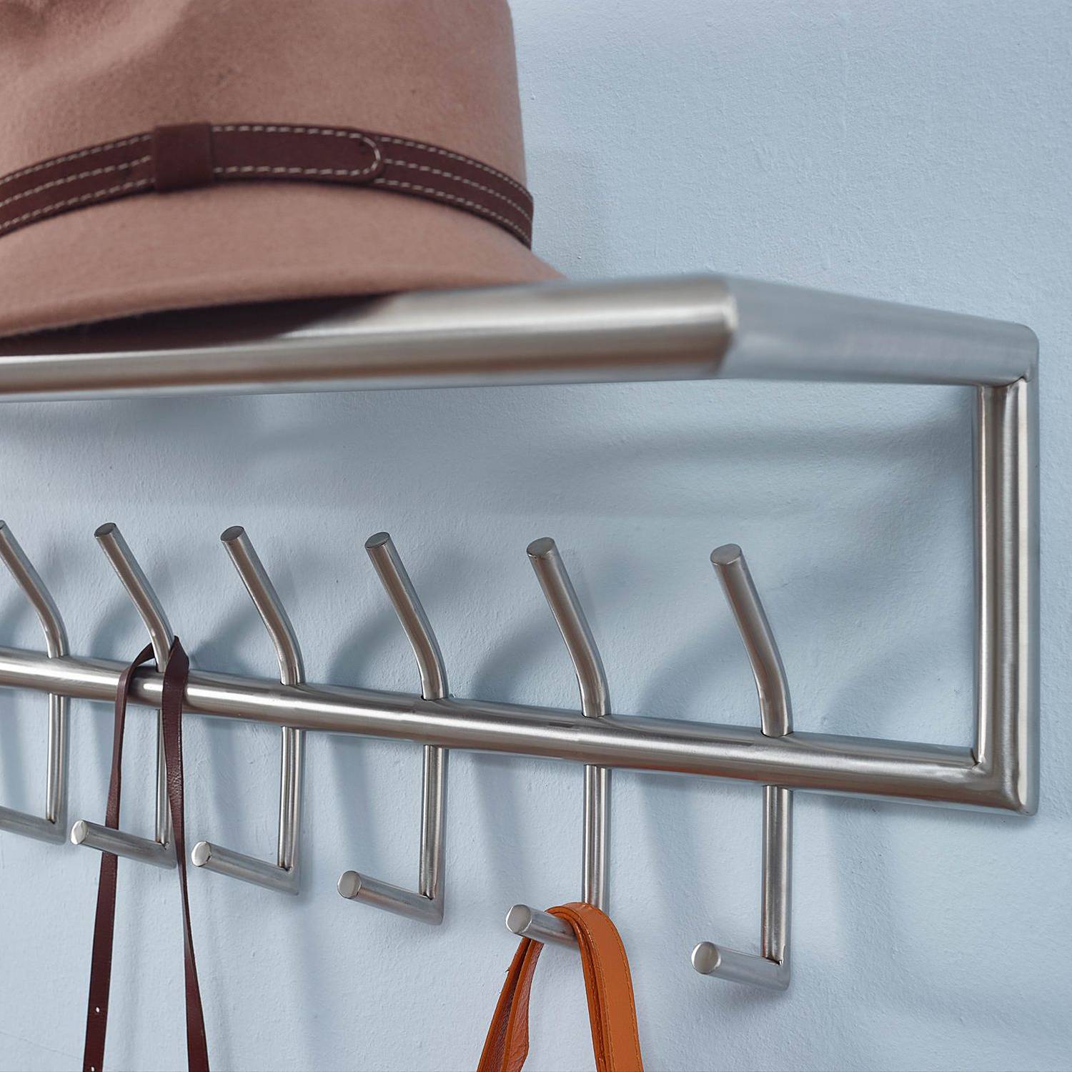 Heide Wandgarderobe Stahl Silber