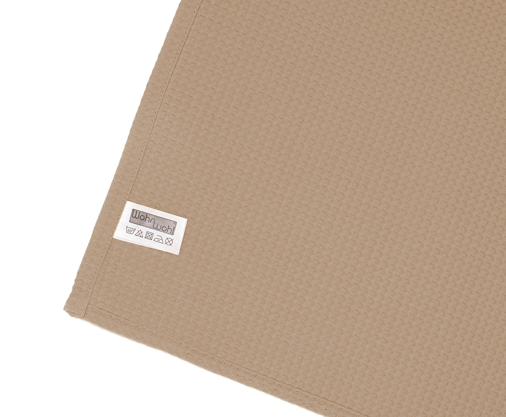 Leichte Decke aus Waffelpiqué 100% Baumwolle Taupe Single