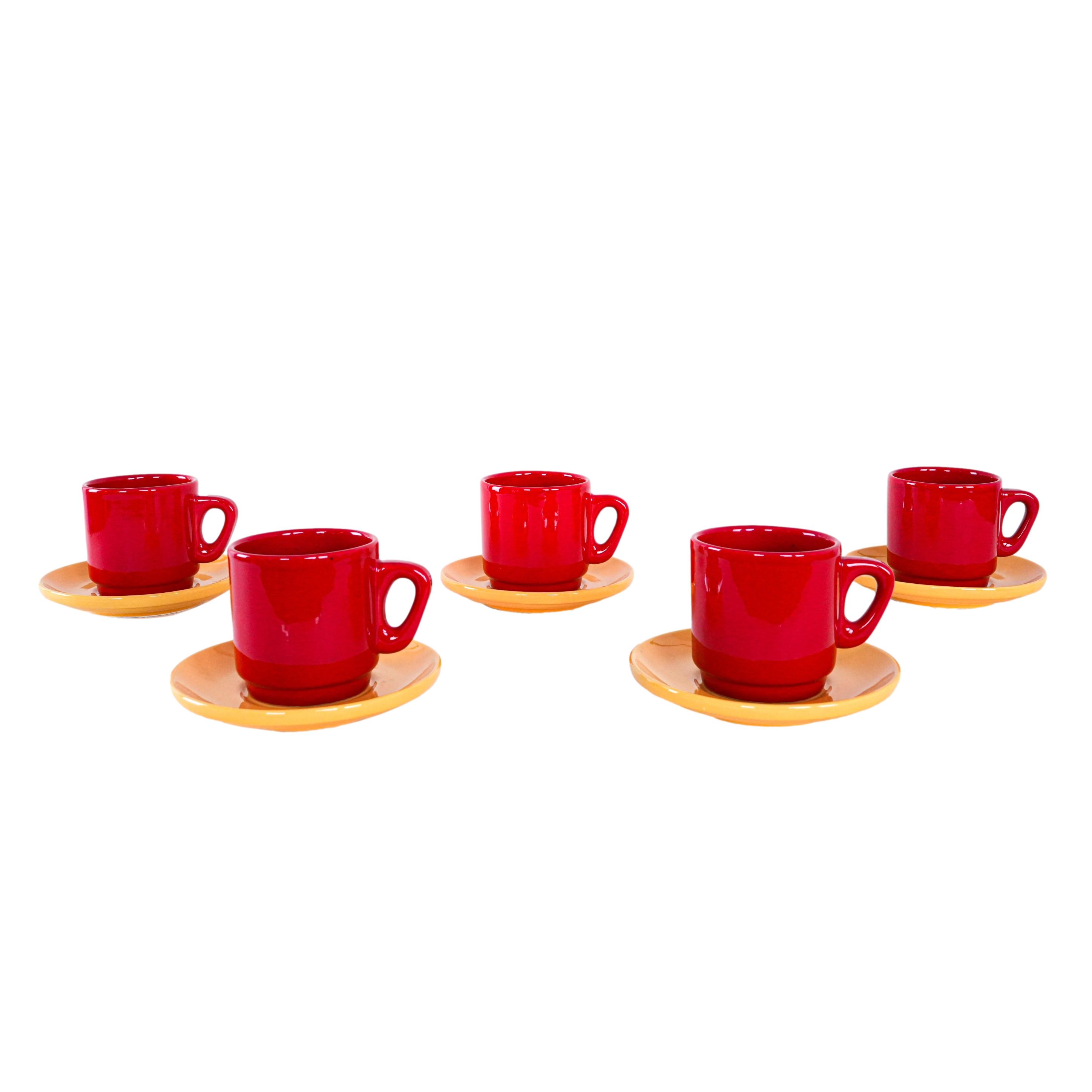 Ceramic Mug Set Red 1980s