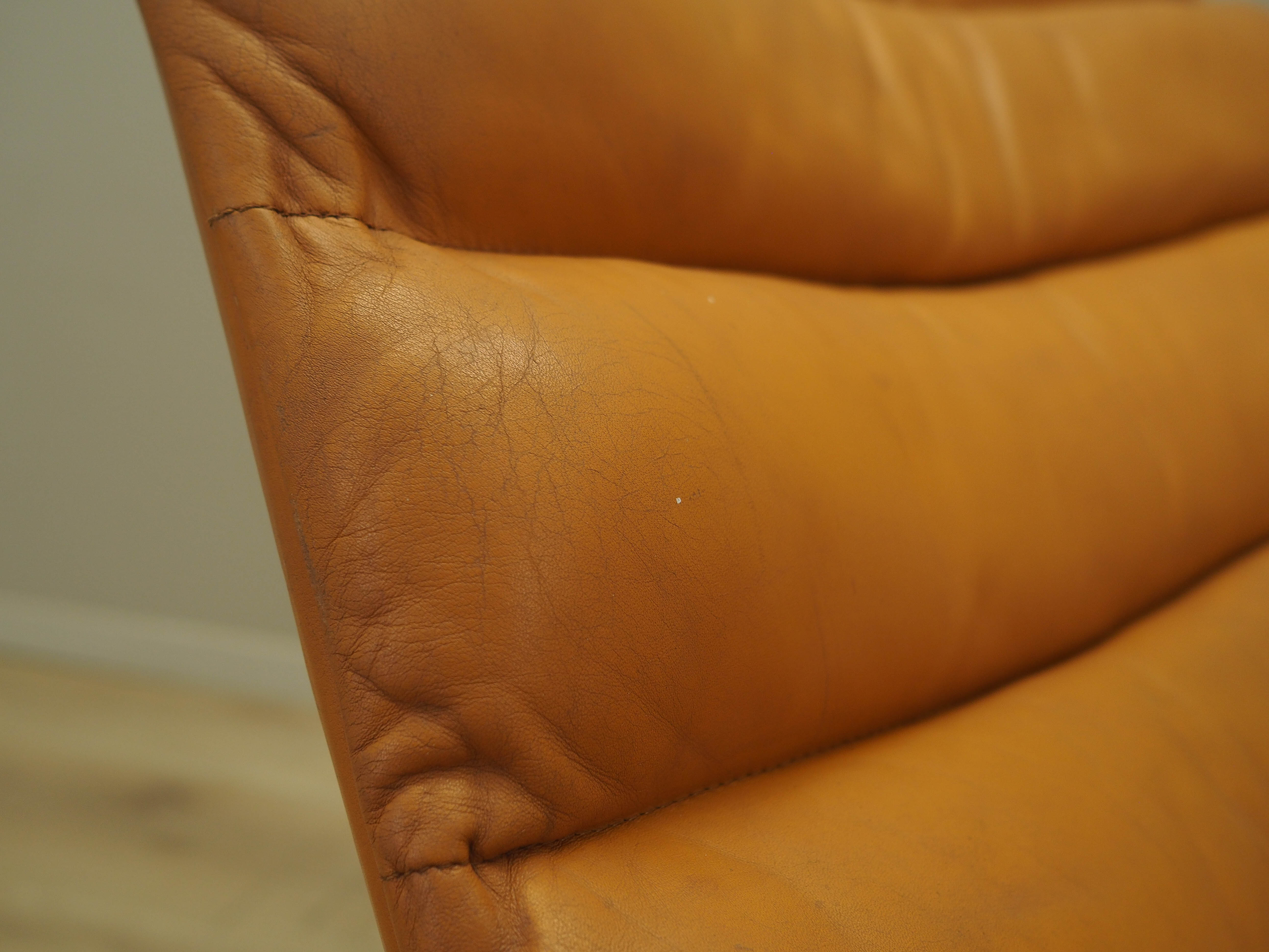 Lounge Chair Metal Leather Orange 1960s