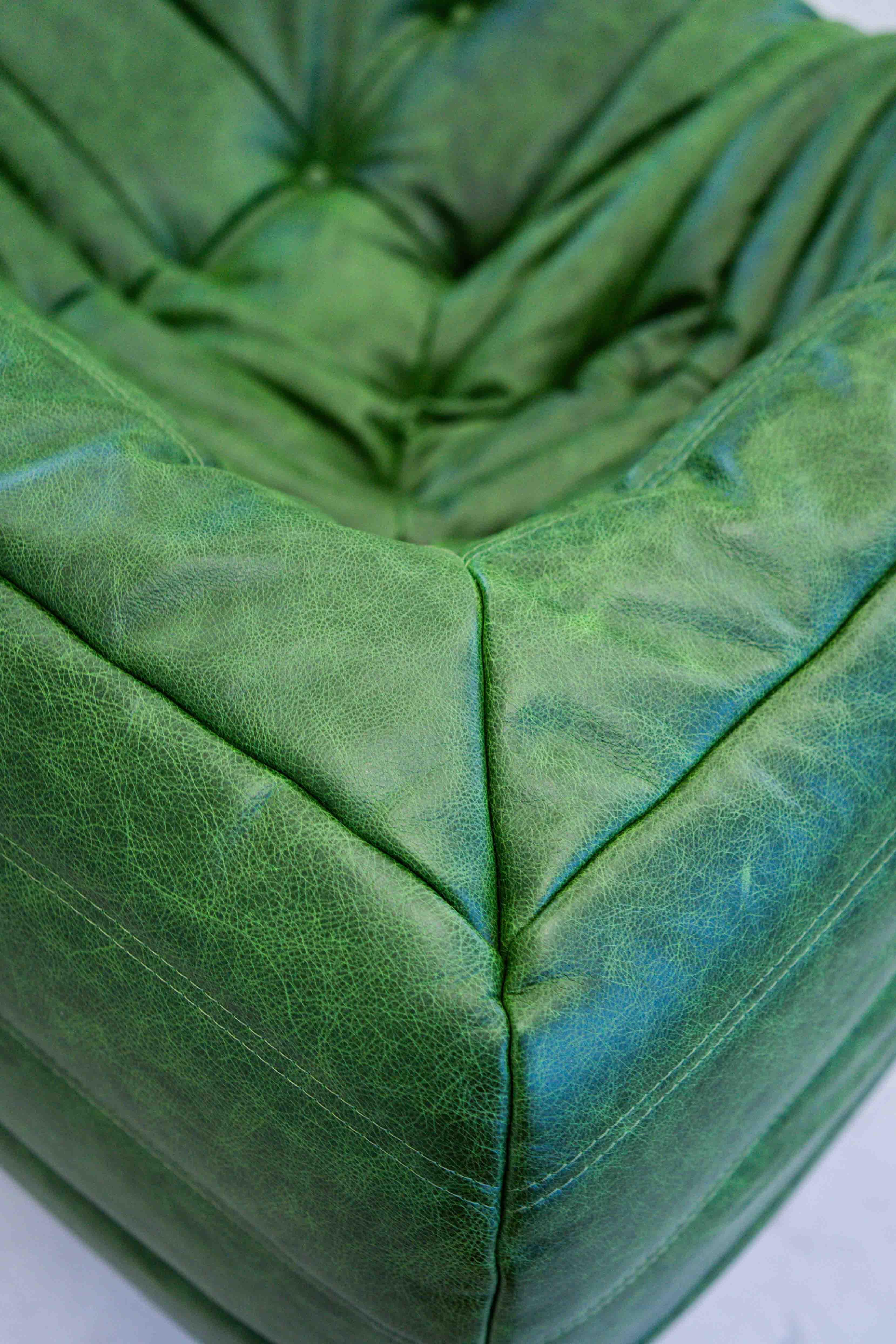 Divano Togo 2 posti con braccioli in pelle pull-up verde