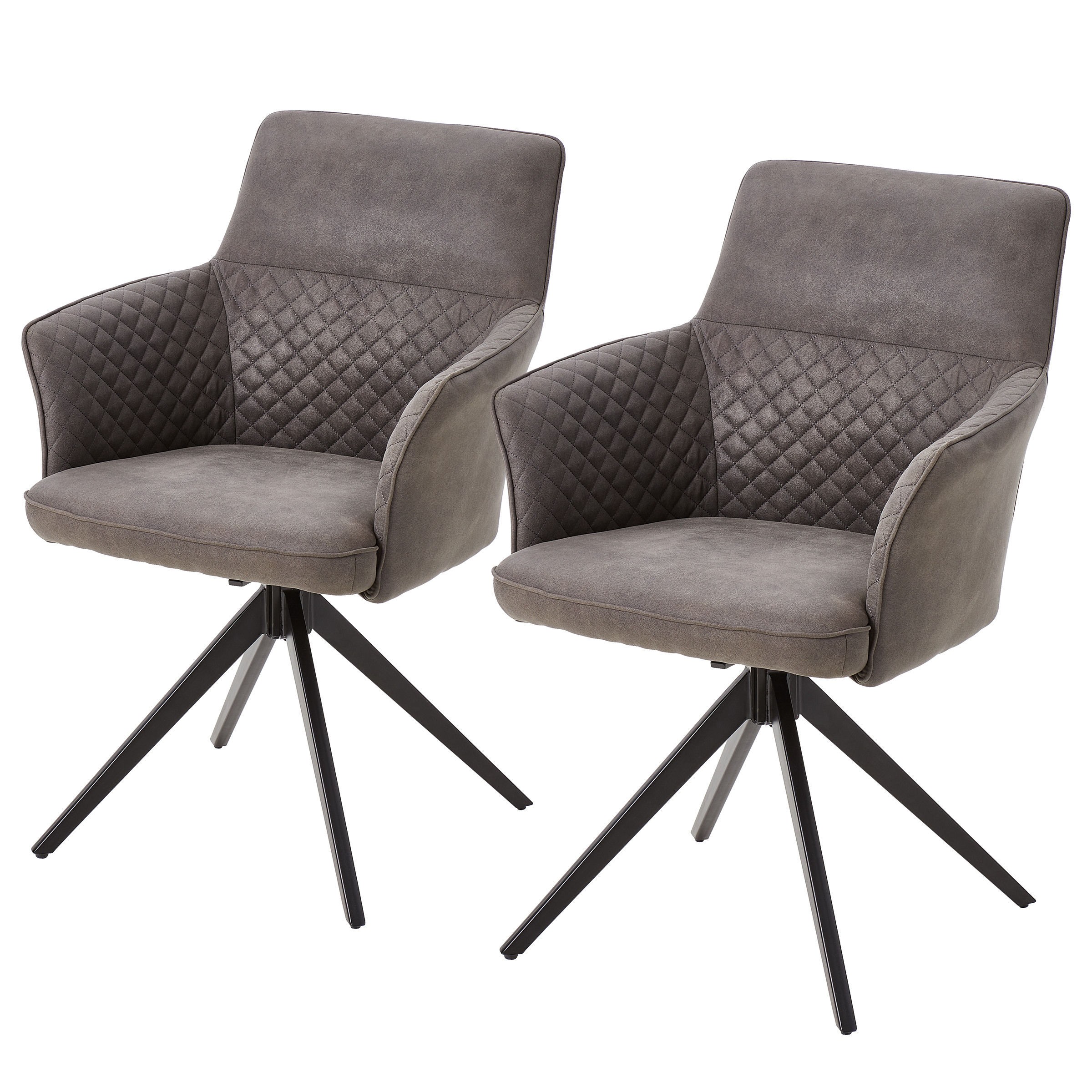 Armchair YEVOY Set of 2 Microfiber Iron Dark Grey