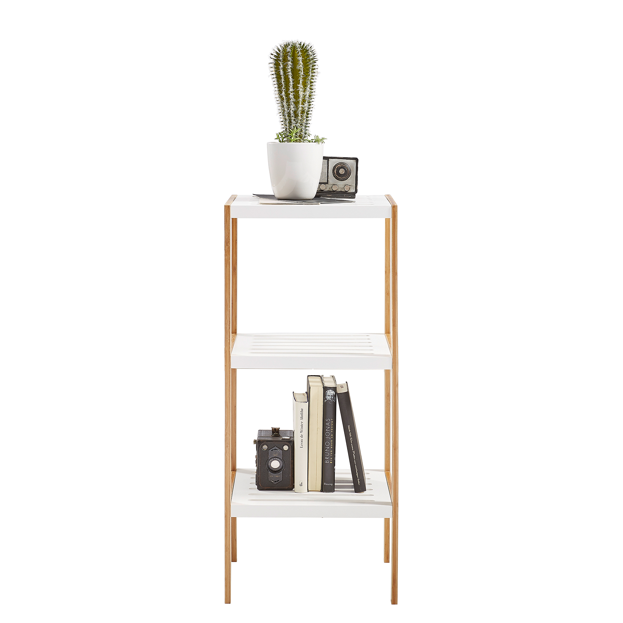 Shelf Perzee Bamboo White Height: 80 cm