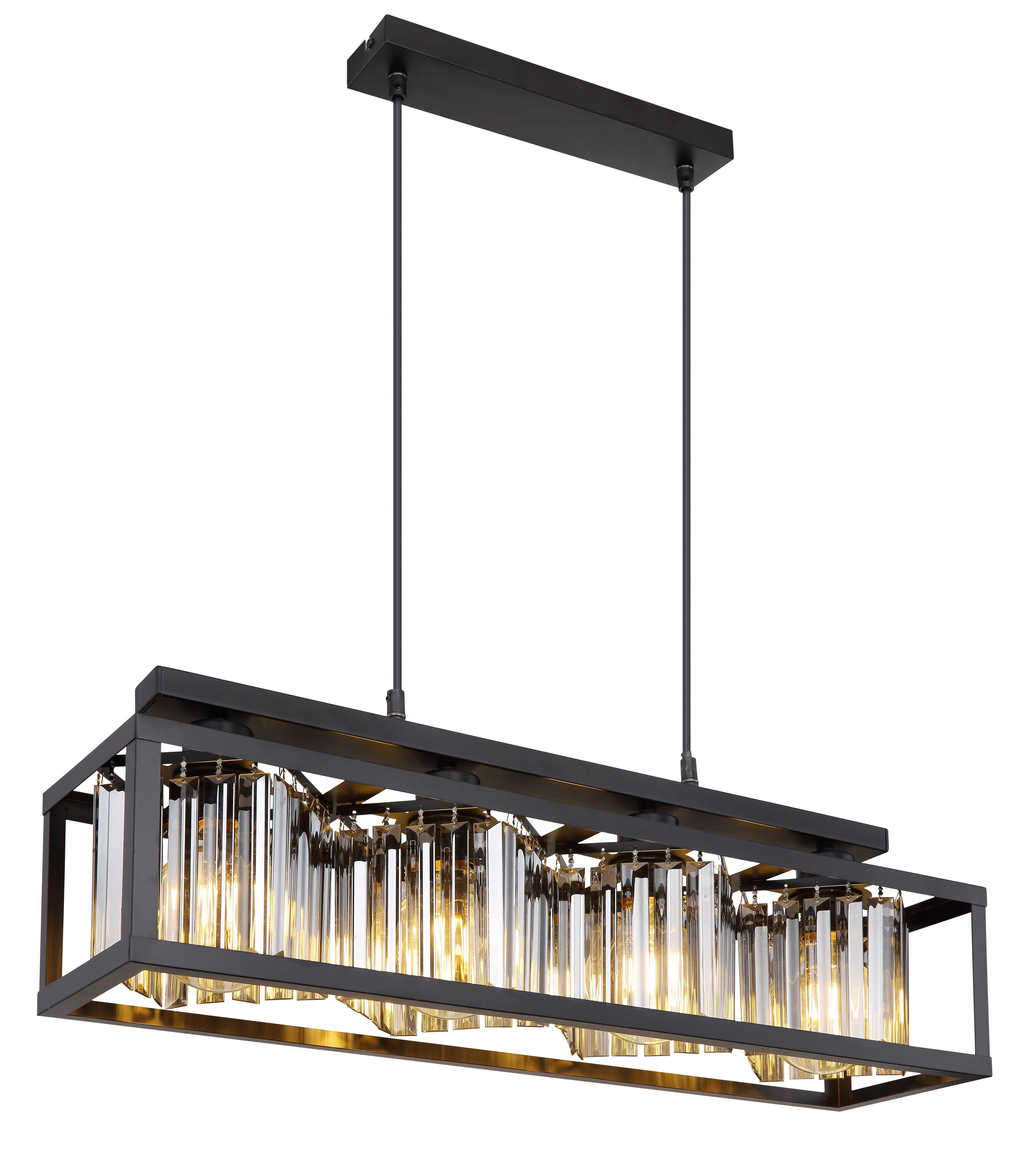 4-Flame Pendant Lamp Mathilde Smoked Glass Iron