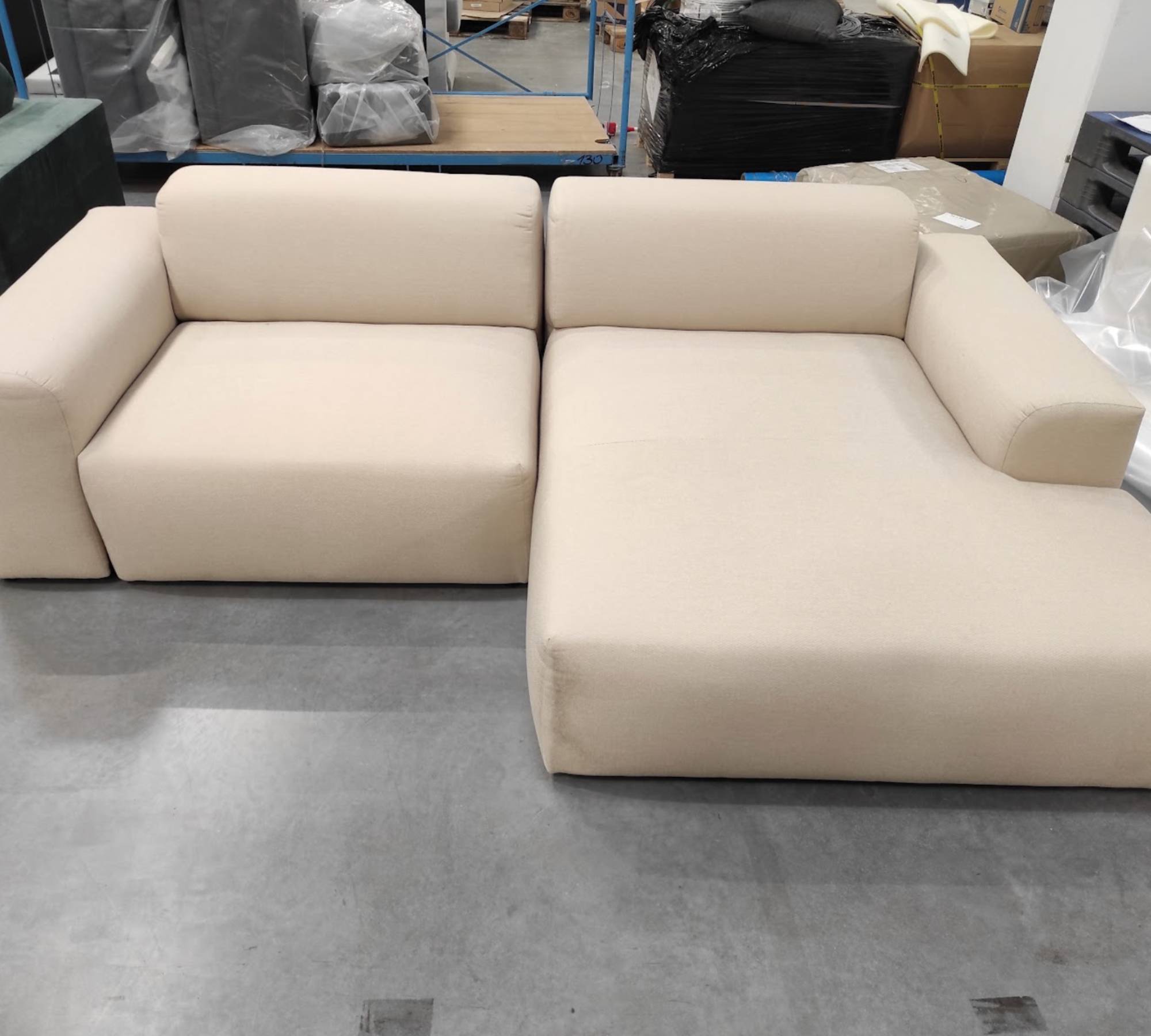 Pyllow Ecksofa Strukturstoff Cremebeige