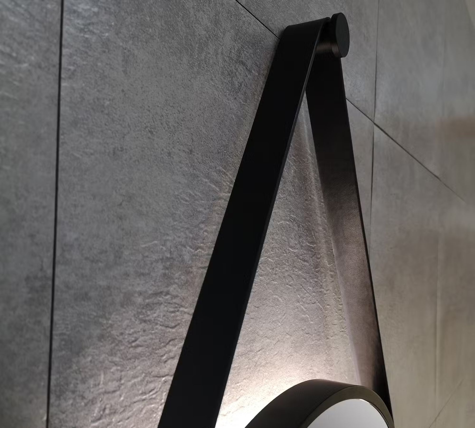 Spiegel mit Beleuchtung Aluminium Kunstleder Schwarz