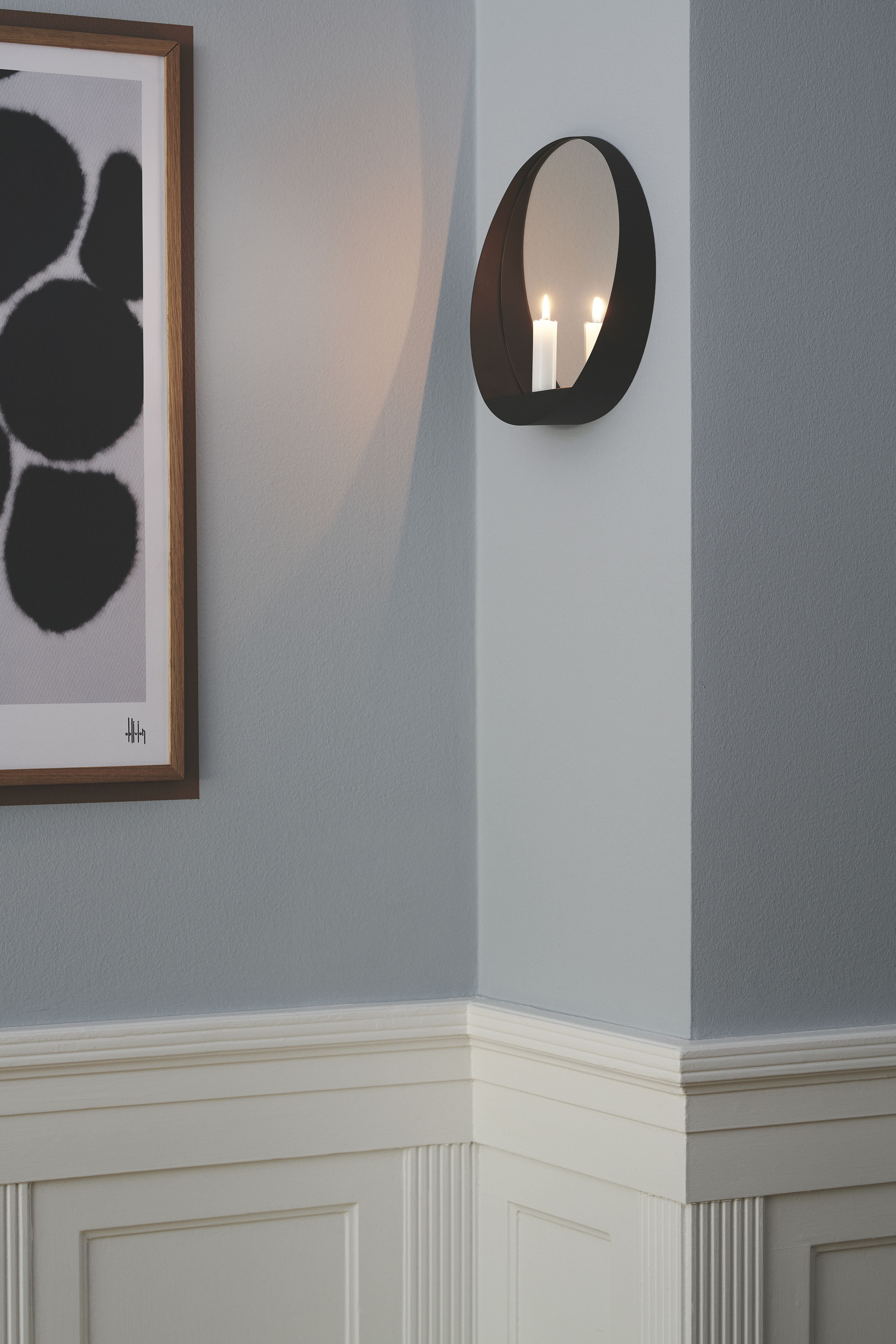 Glim Candle holder Mirror glass Steel Black