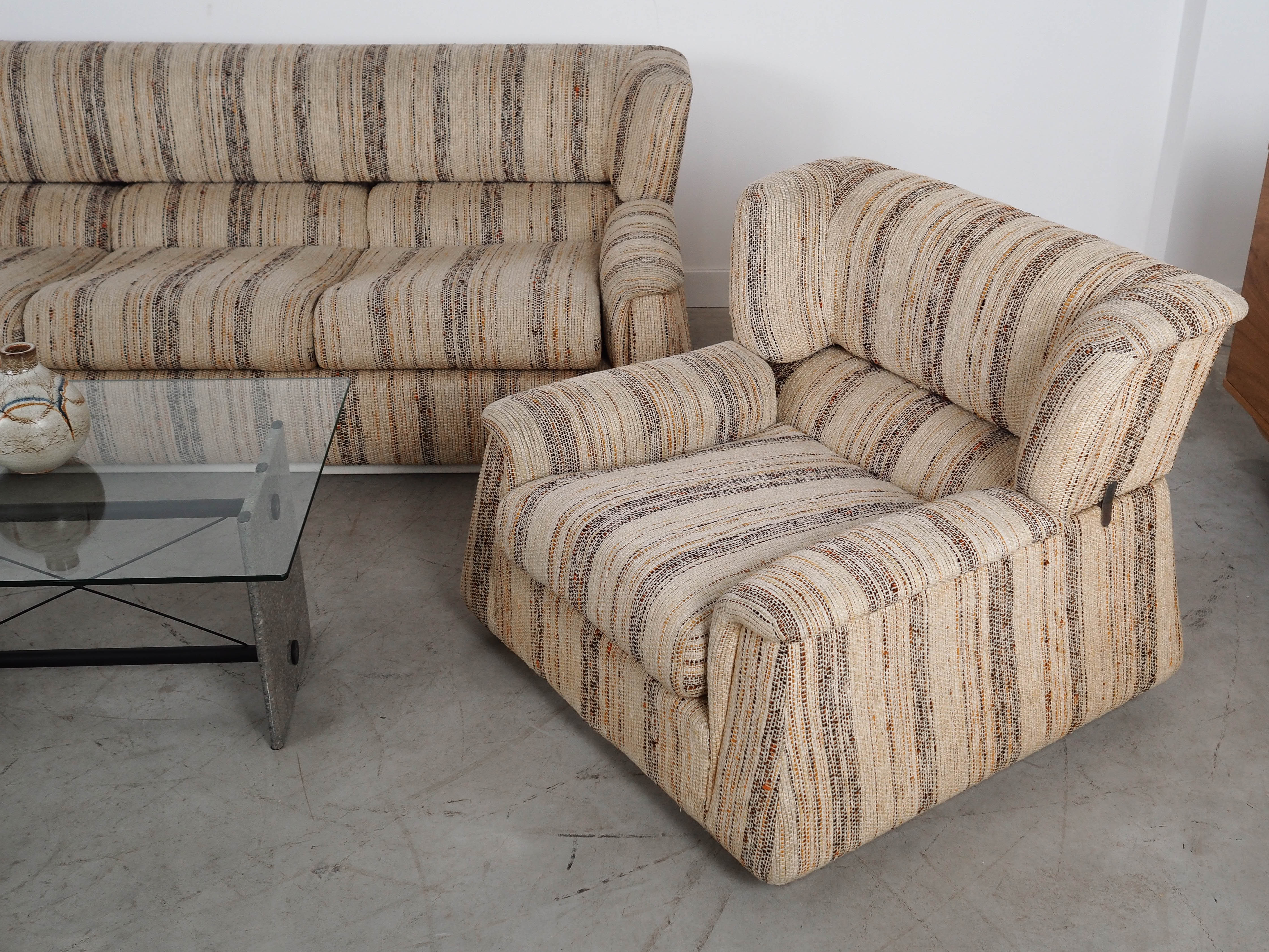 Saporiti Lounge Chair Fabric Beige Wood 1960s