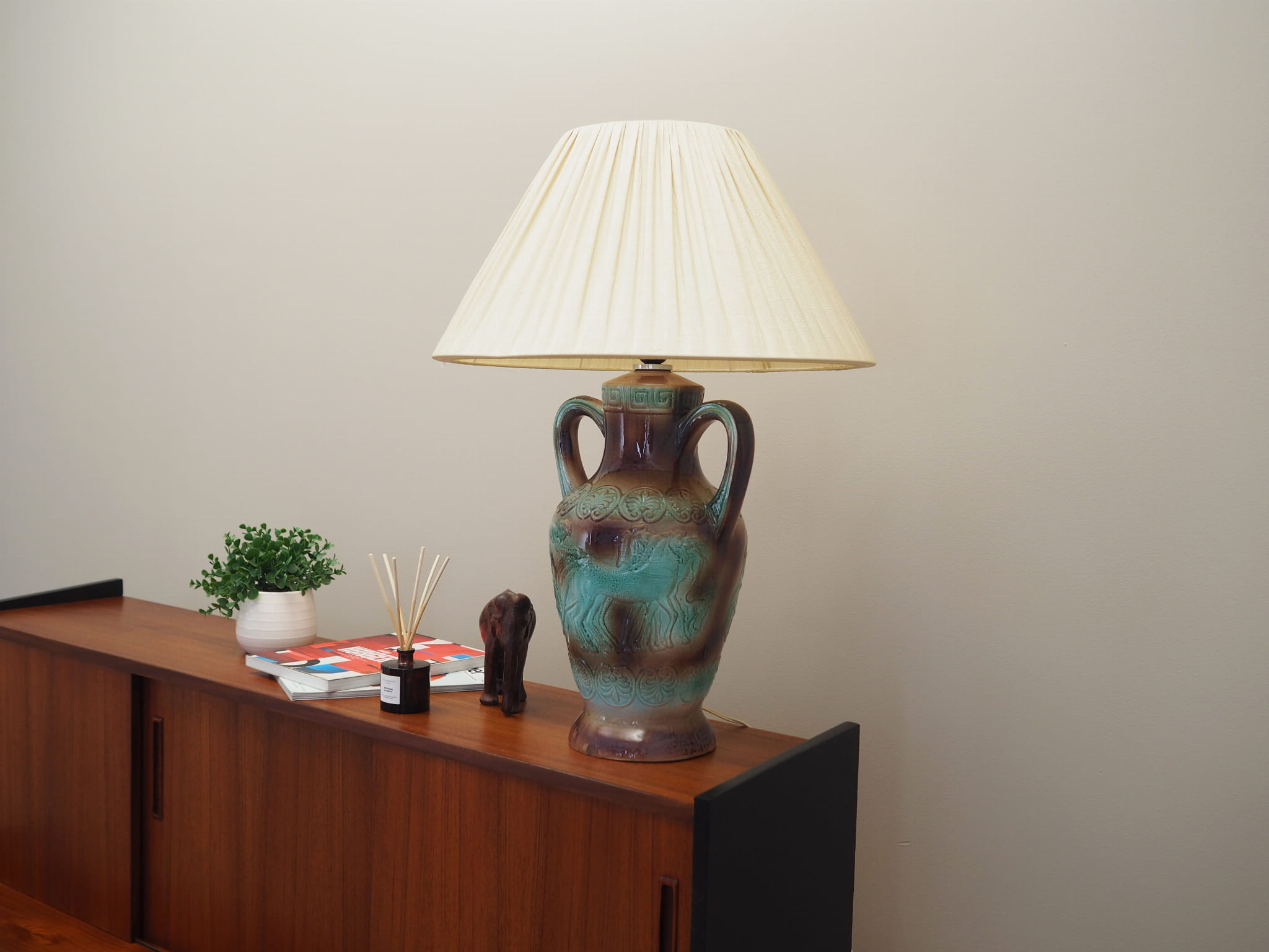 Vintage ceramic lamp, multicolored, 1970s