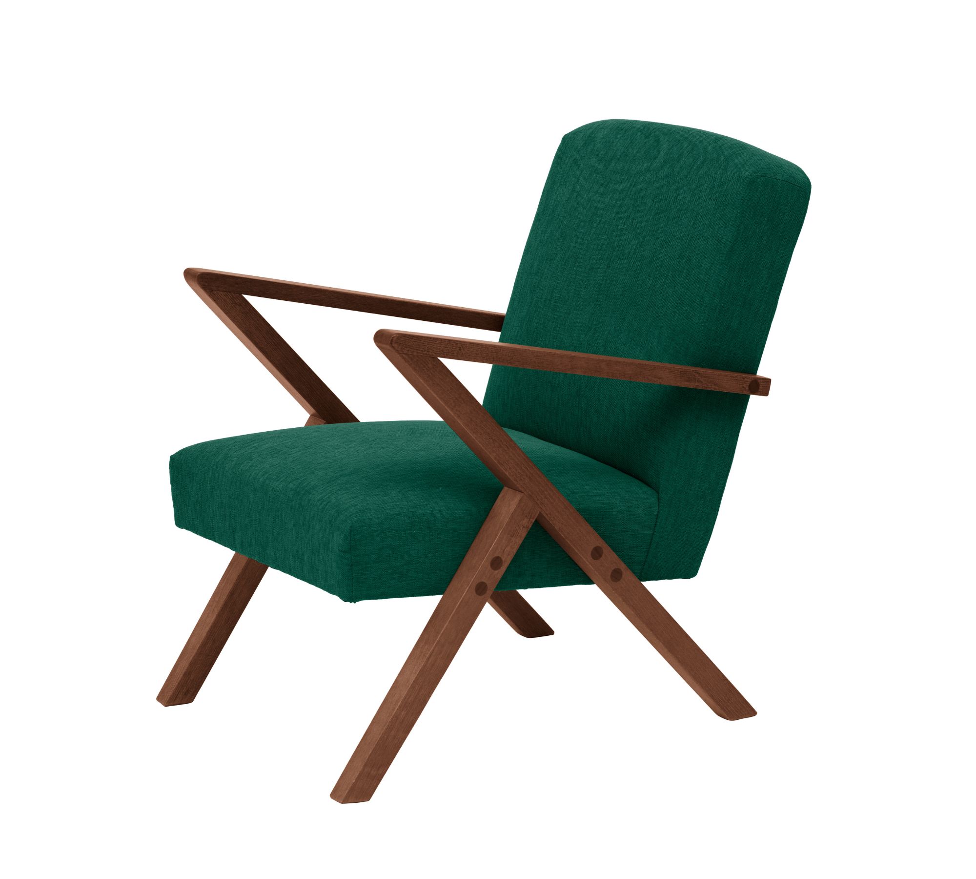 Retrostar Sessel New Life Nussbaum Beizung Opalgrün