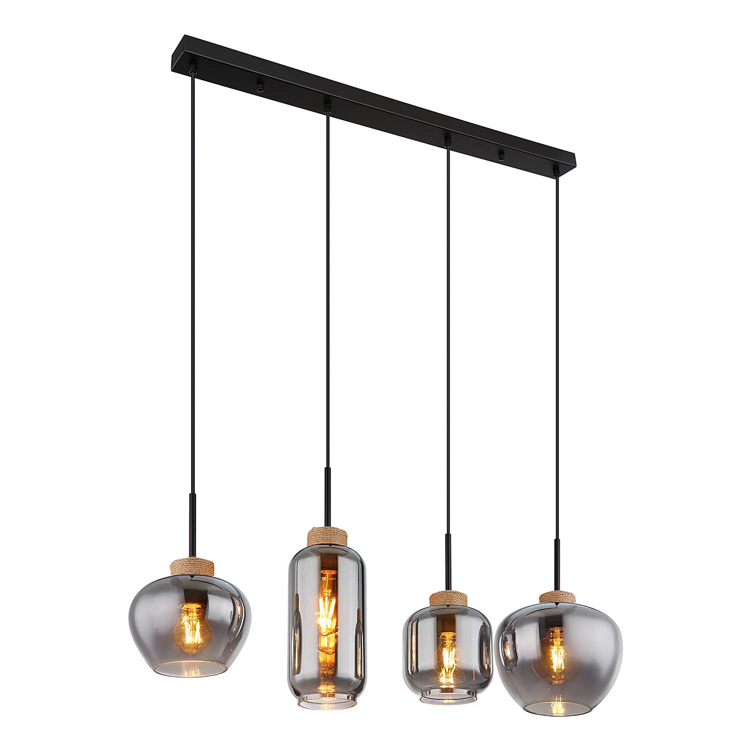 4-burner pendant light Matt Type B colored glass Iron