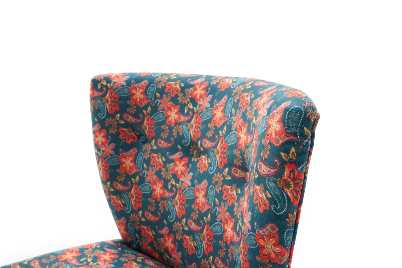 Ohrensessel Textil Weißbuche Paisley Blau