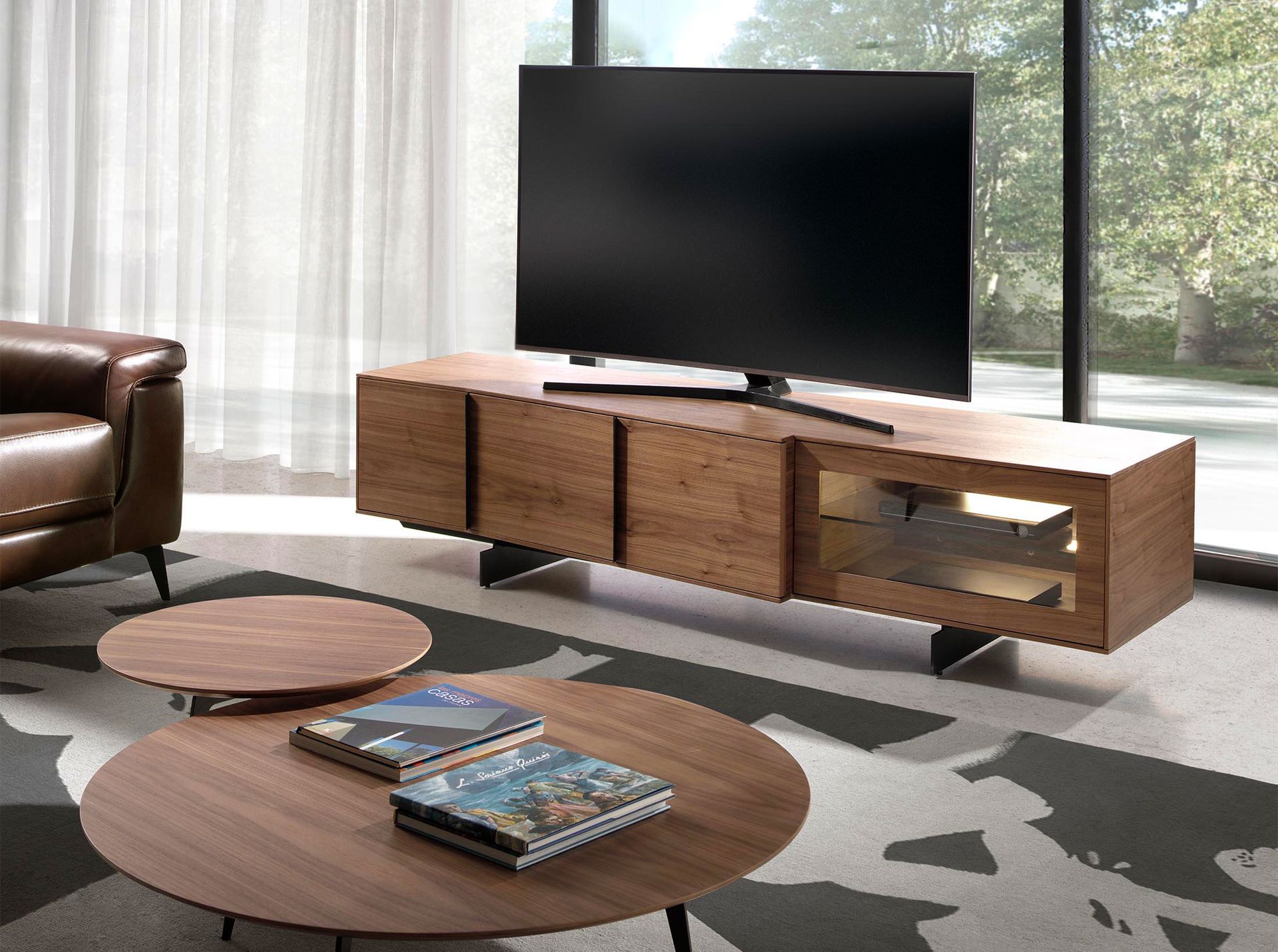 TV Lowboard  3219 mit Innenbeleuchtung Braun