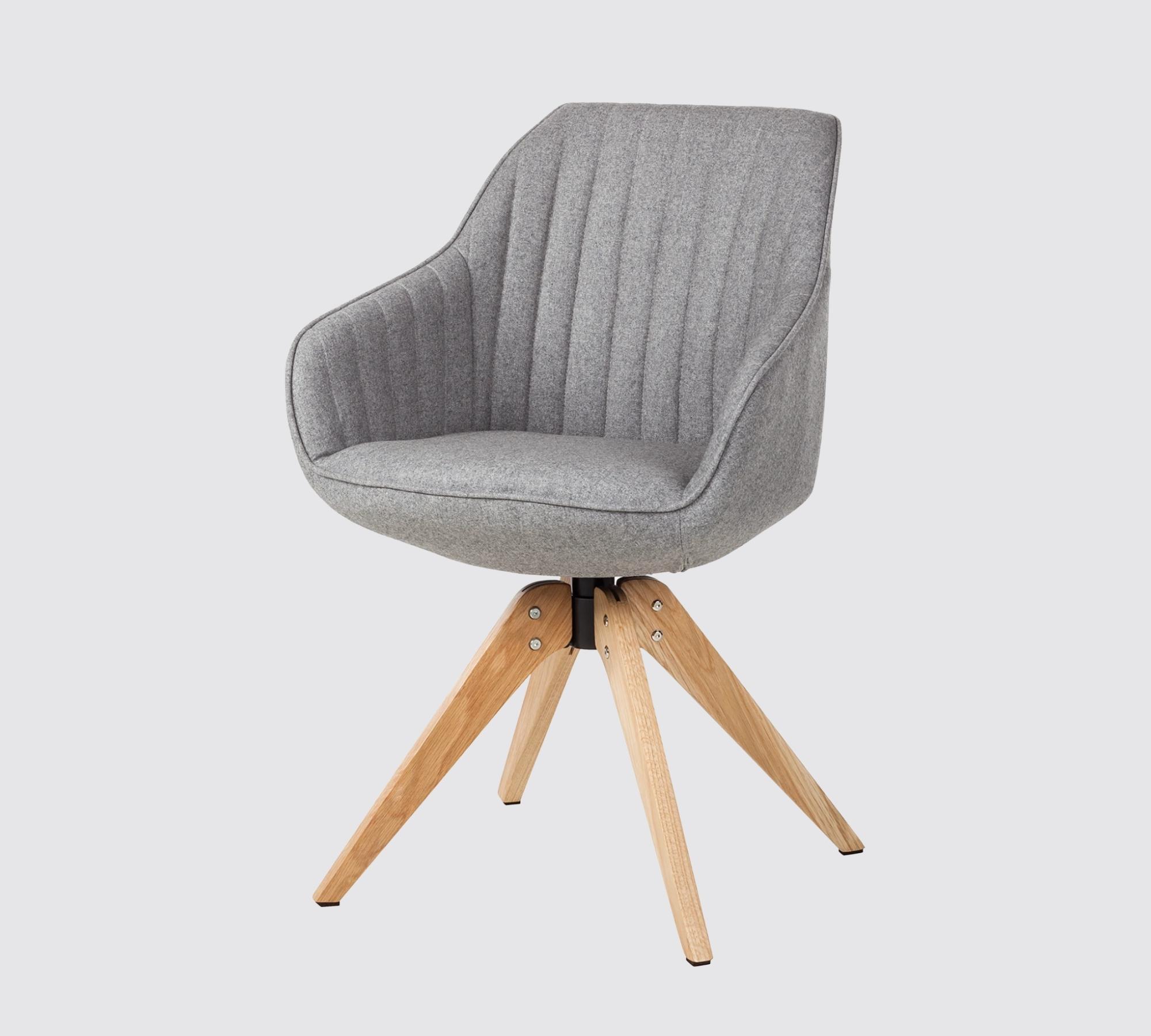 Gemütlicher Armlehnstuhl Filz Holz Mix Grau