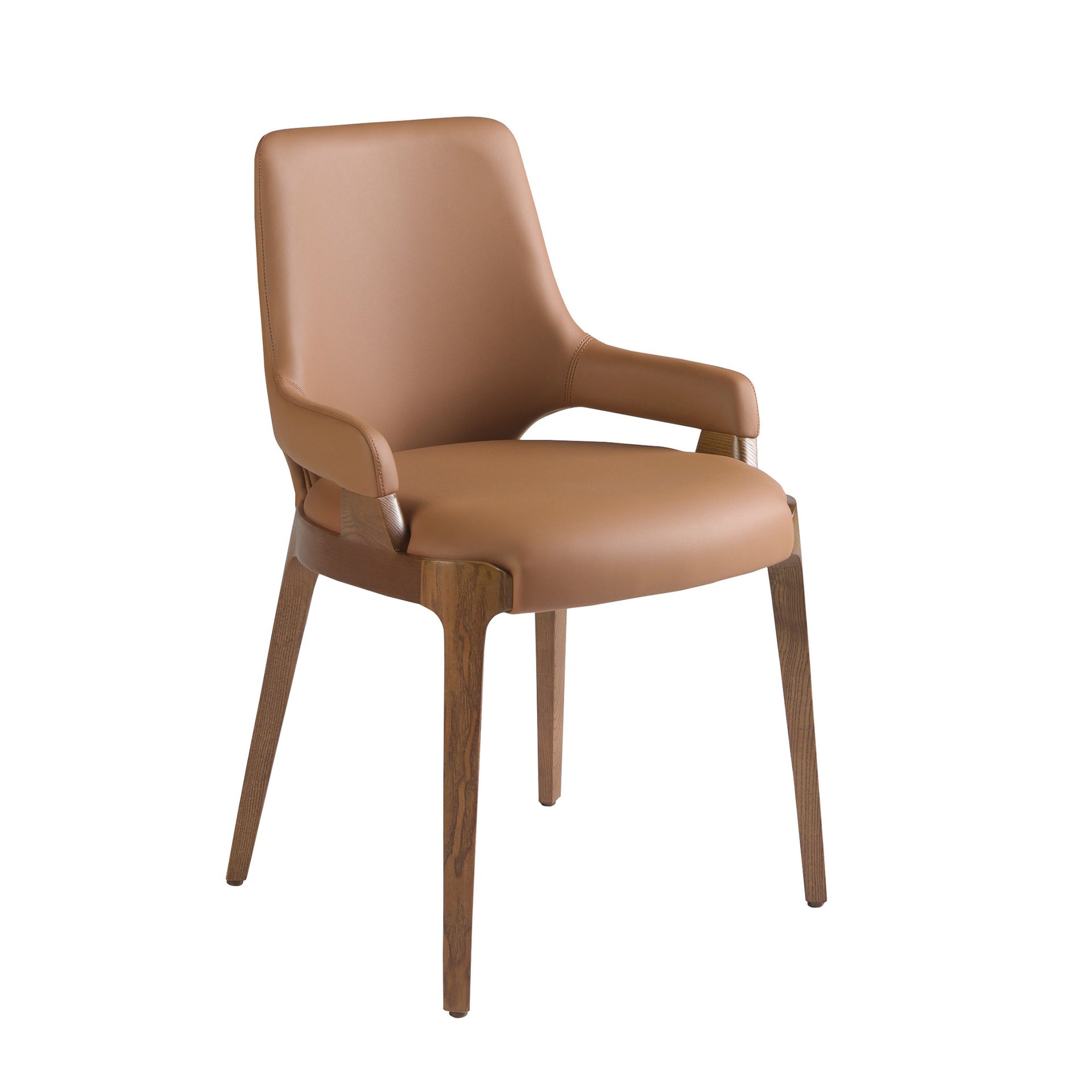 Dining chair faux leather brown