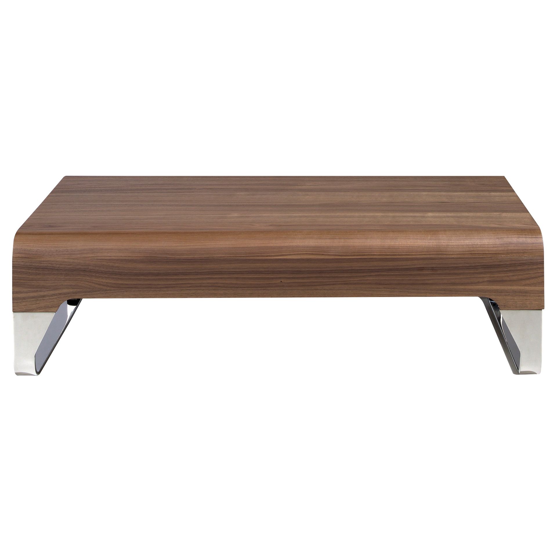 Rechteckiger Couchtisch Holzfurnier Verchromter Stahl
