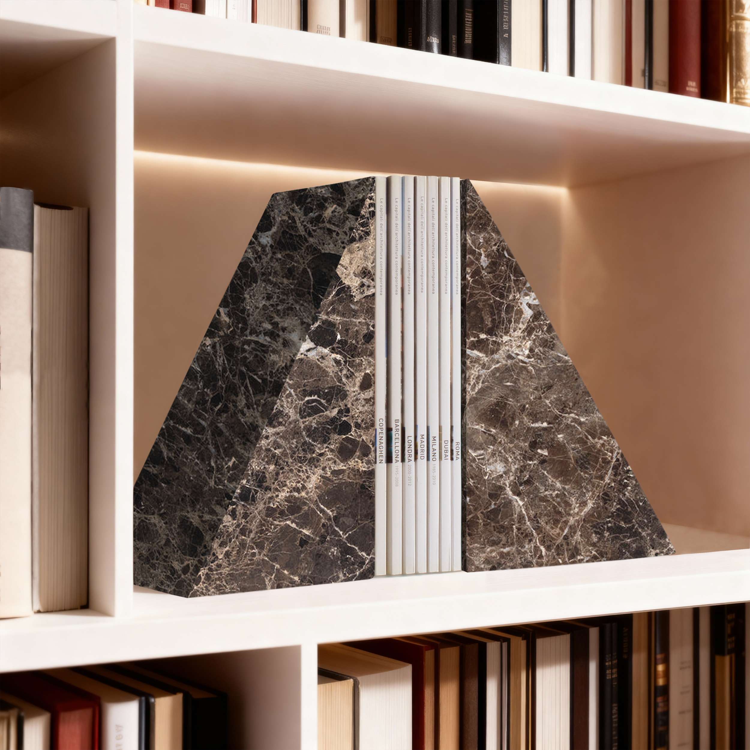 2x Bookend Emperador Stone Brown Gold