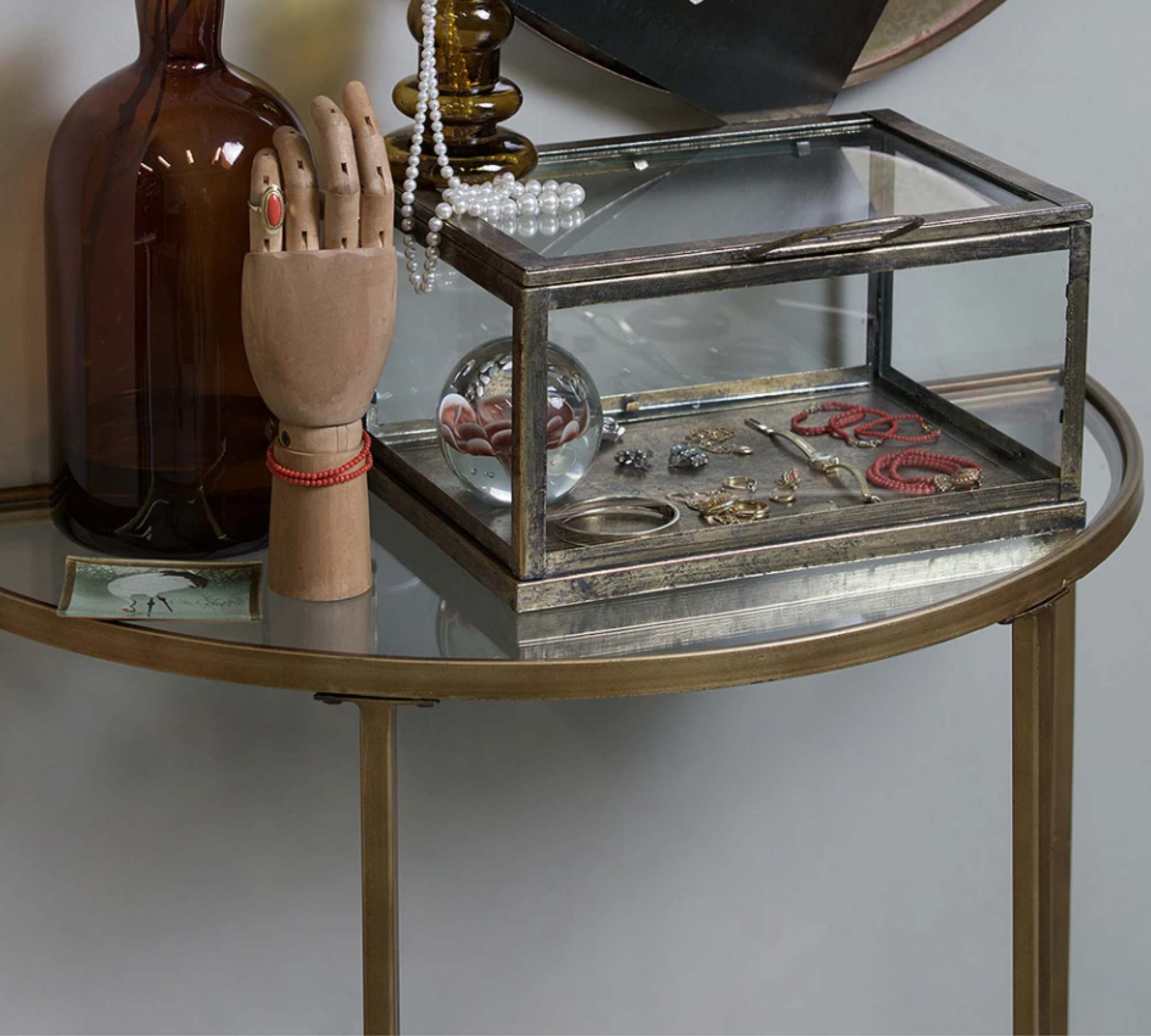 Beistelltisch Glas Metall Gold