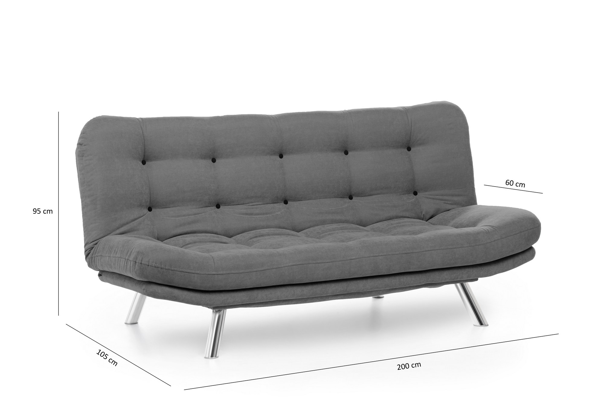 Misa Schlafsofa 3-Sitzer Grau