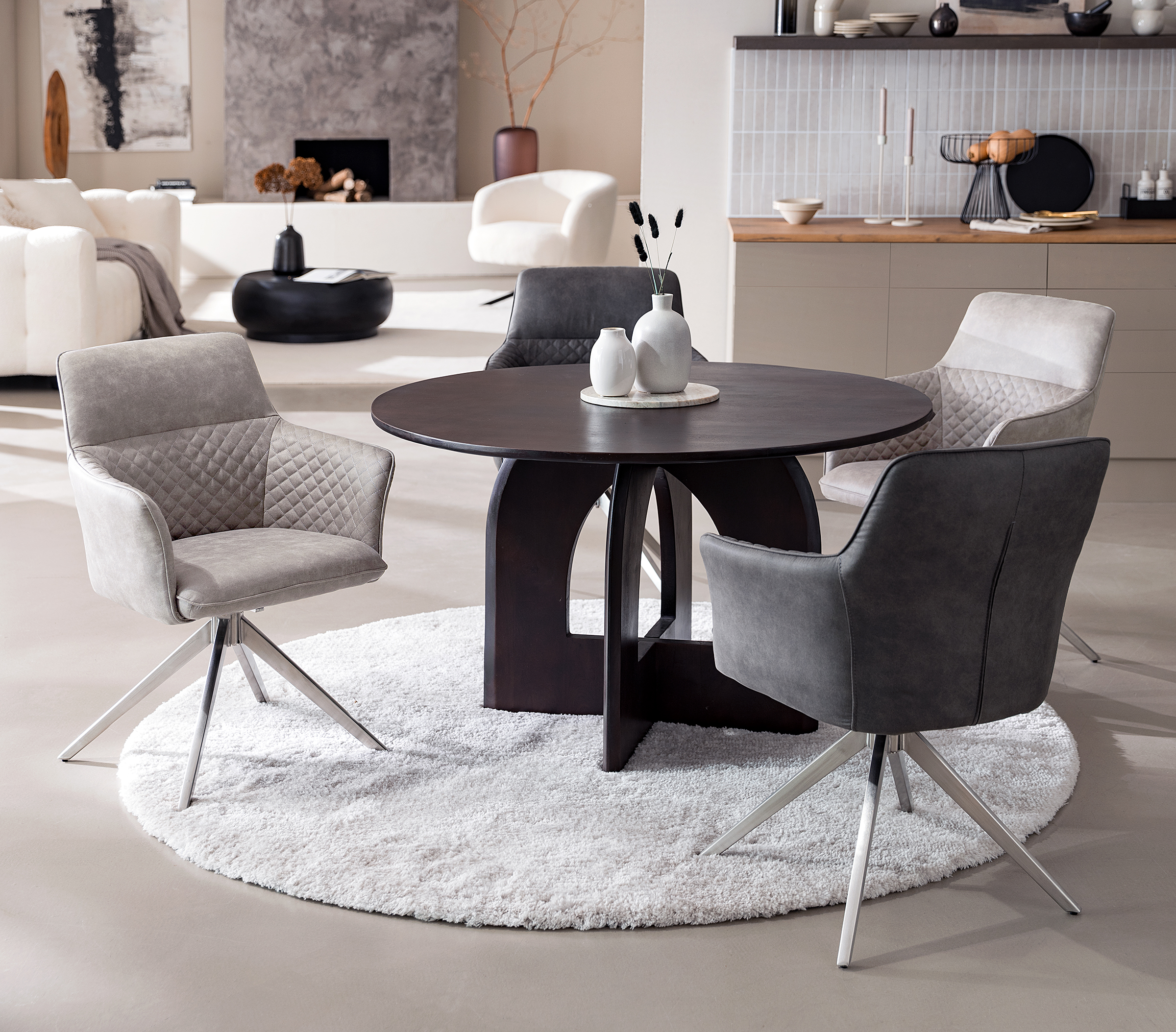 Yevoy Armchair Set of 2 Stainless Steel Gray Silver