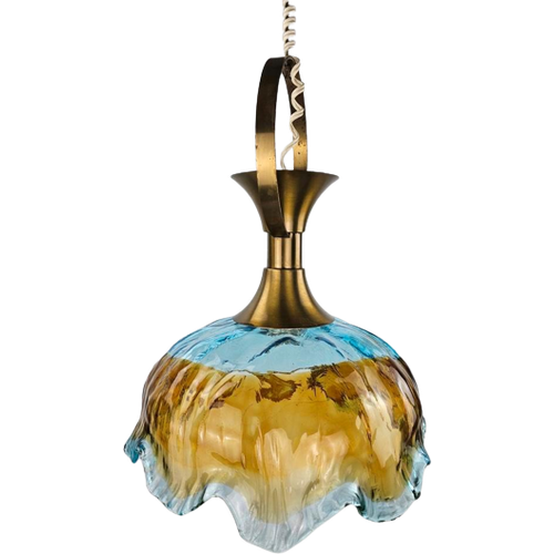 Vintage Pendelleuchte Muranoglas Messing Mehrfarbig