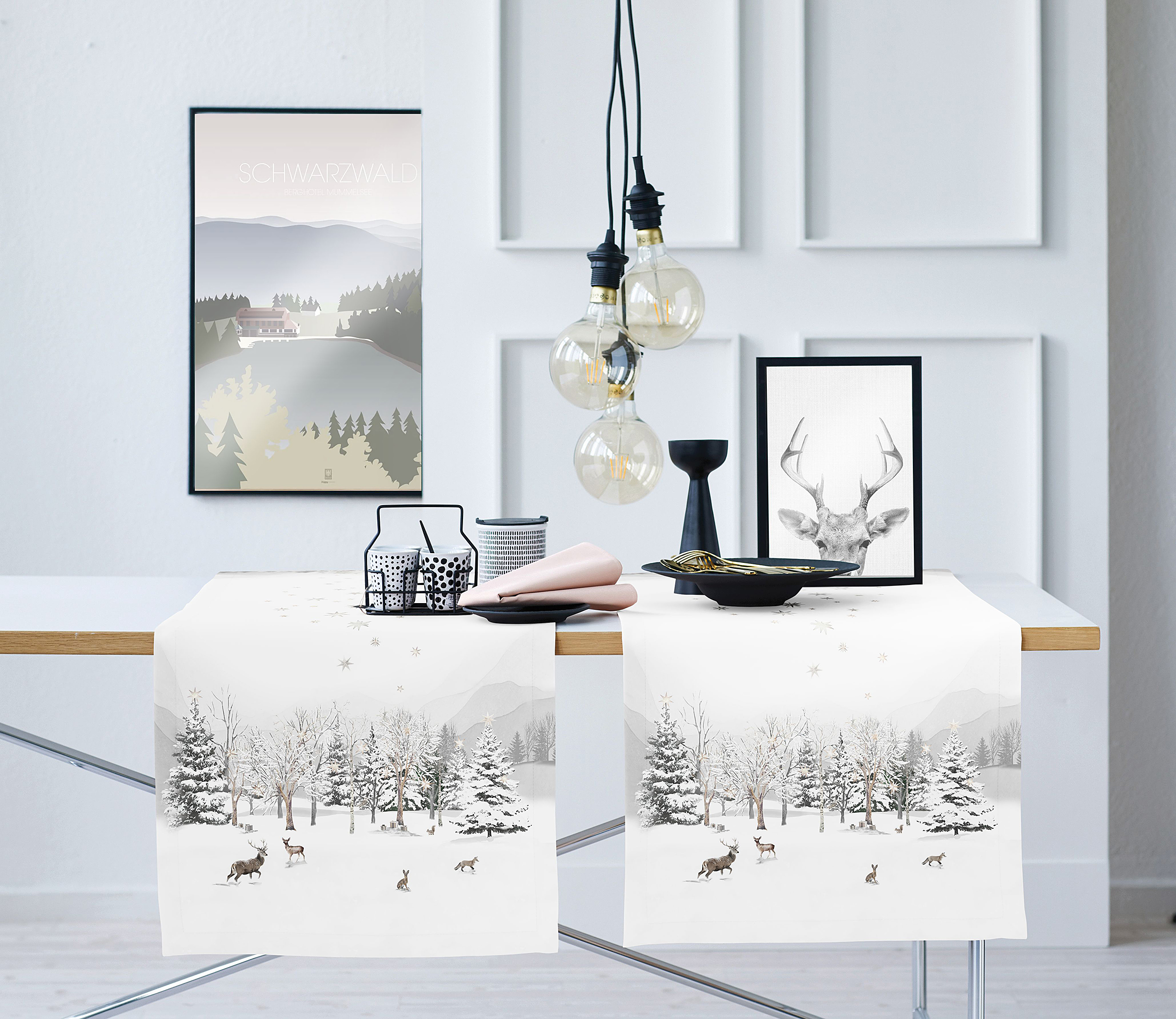 Tischläufer Mischgewebe Weiß Beige