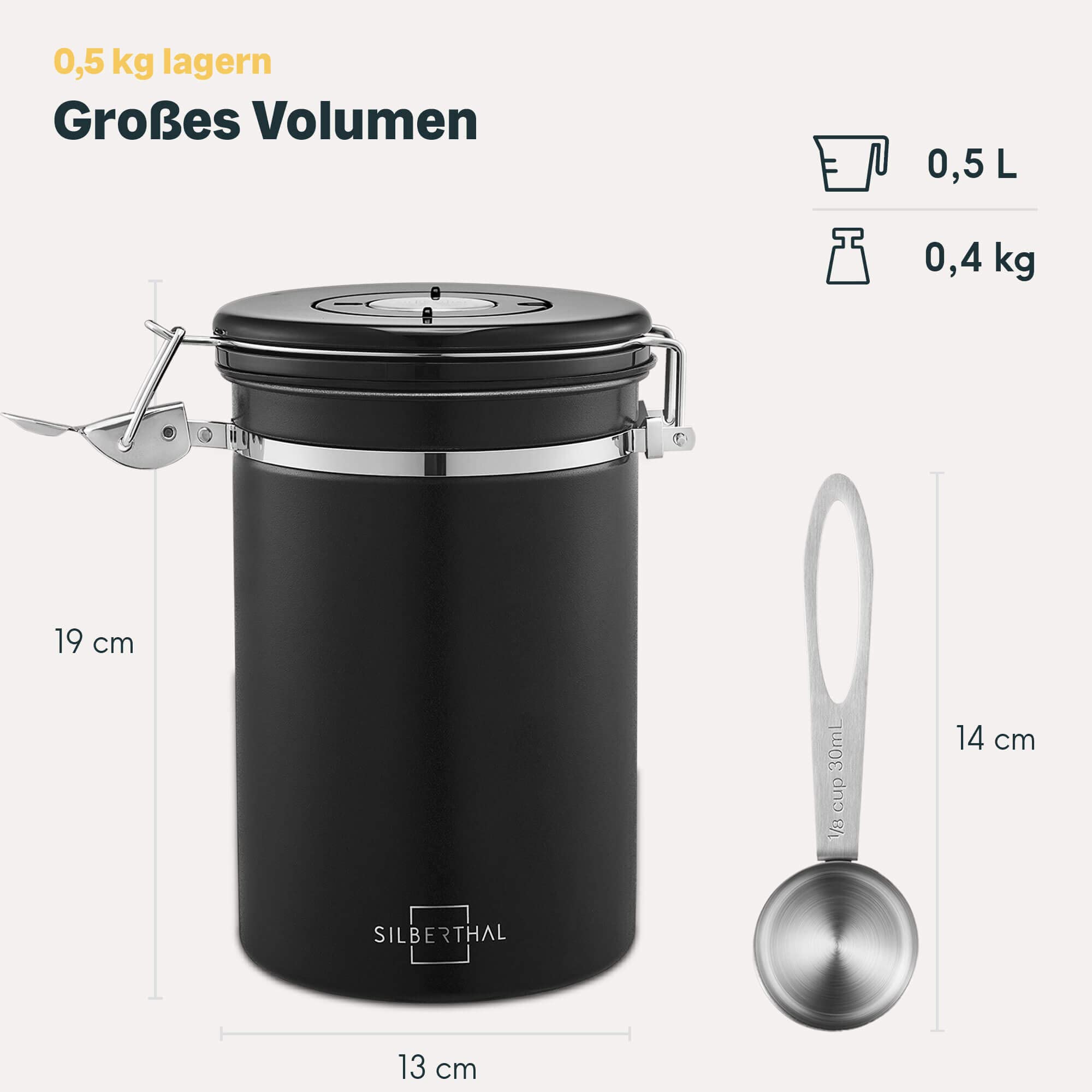 Kaffeedose 500g Silber 