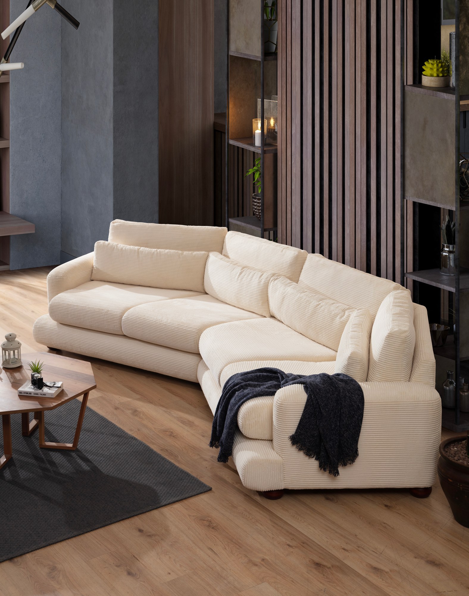 River 4-Sitzer Ecksofa Rechts Beige