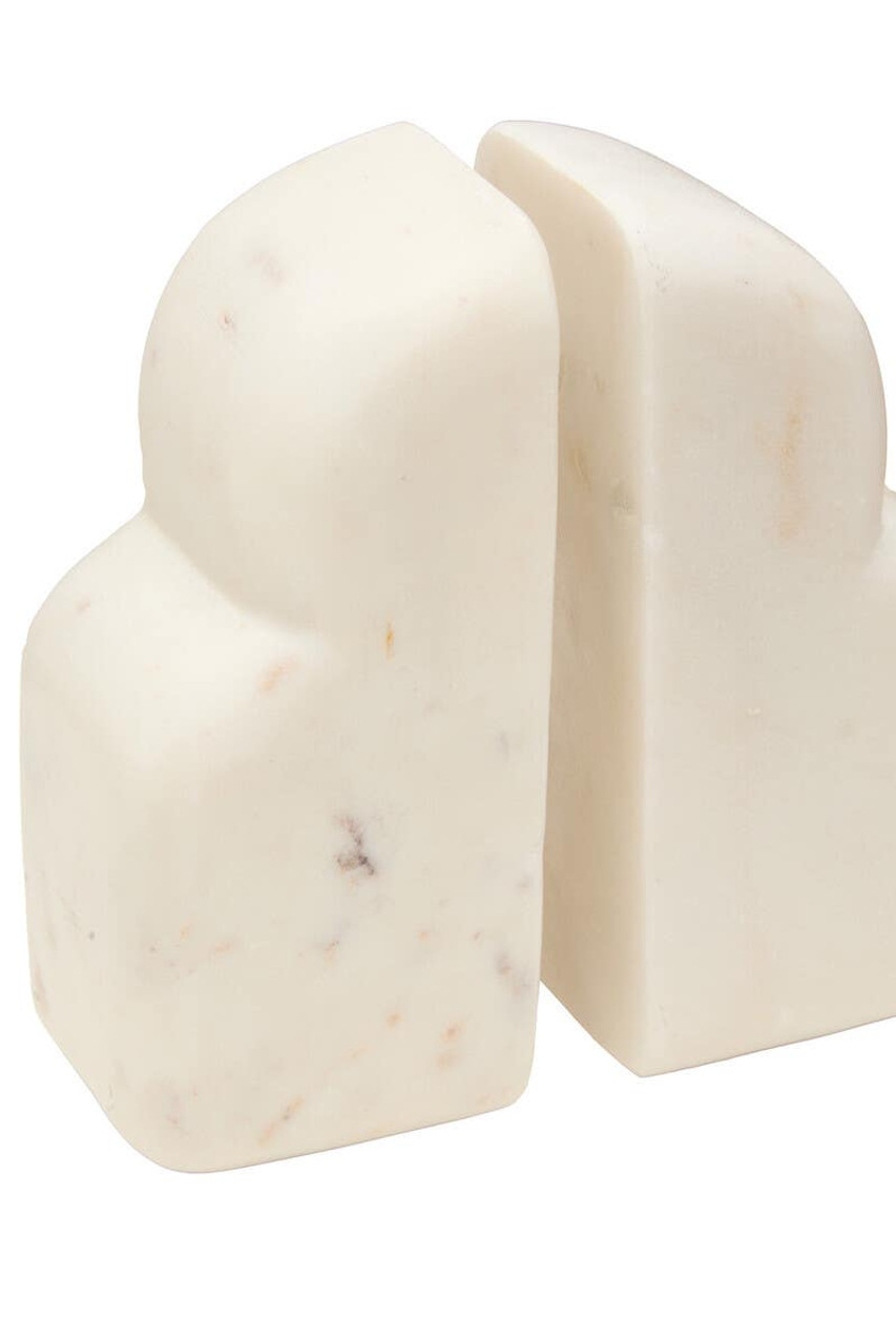 2x Savio Weißer Marmor Buchstützen