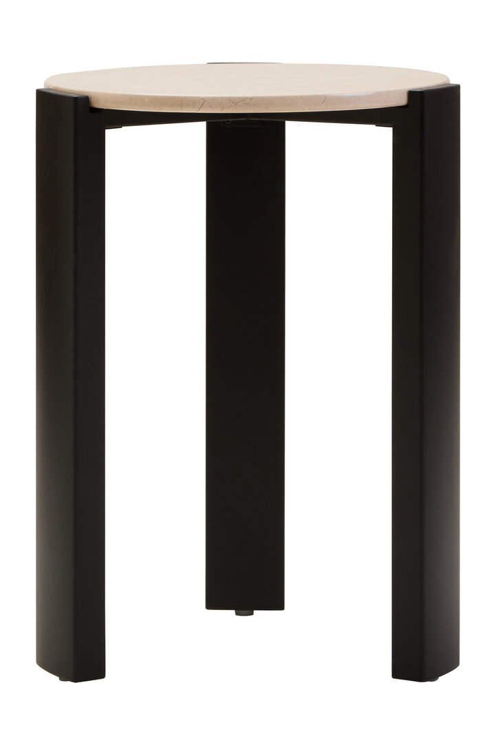 Palermo Runder Beistelltisch Marmor Creme Schwarz