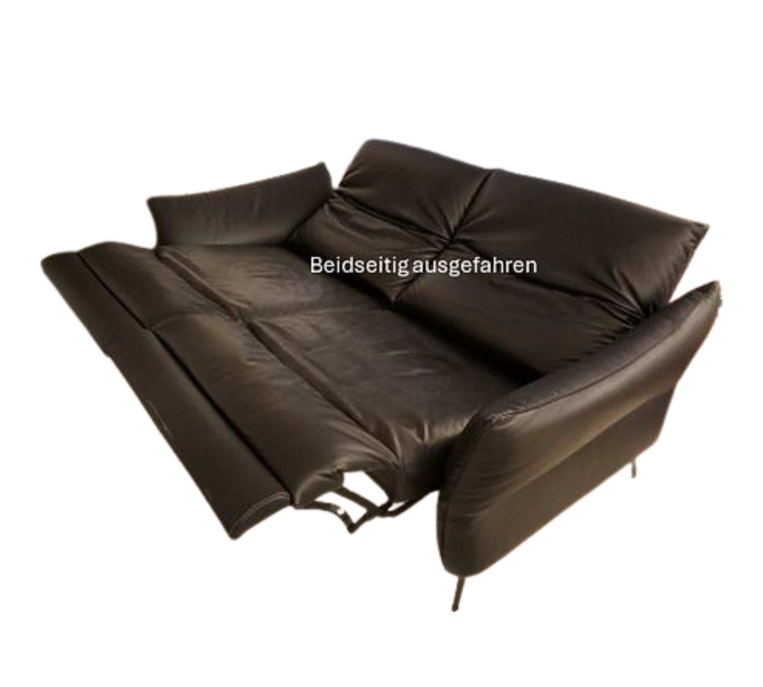 2-Sitzer Nappaleder Sofa mit elektr. Antrieb Schwarz
