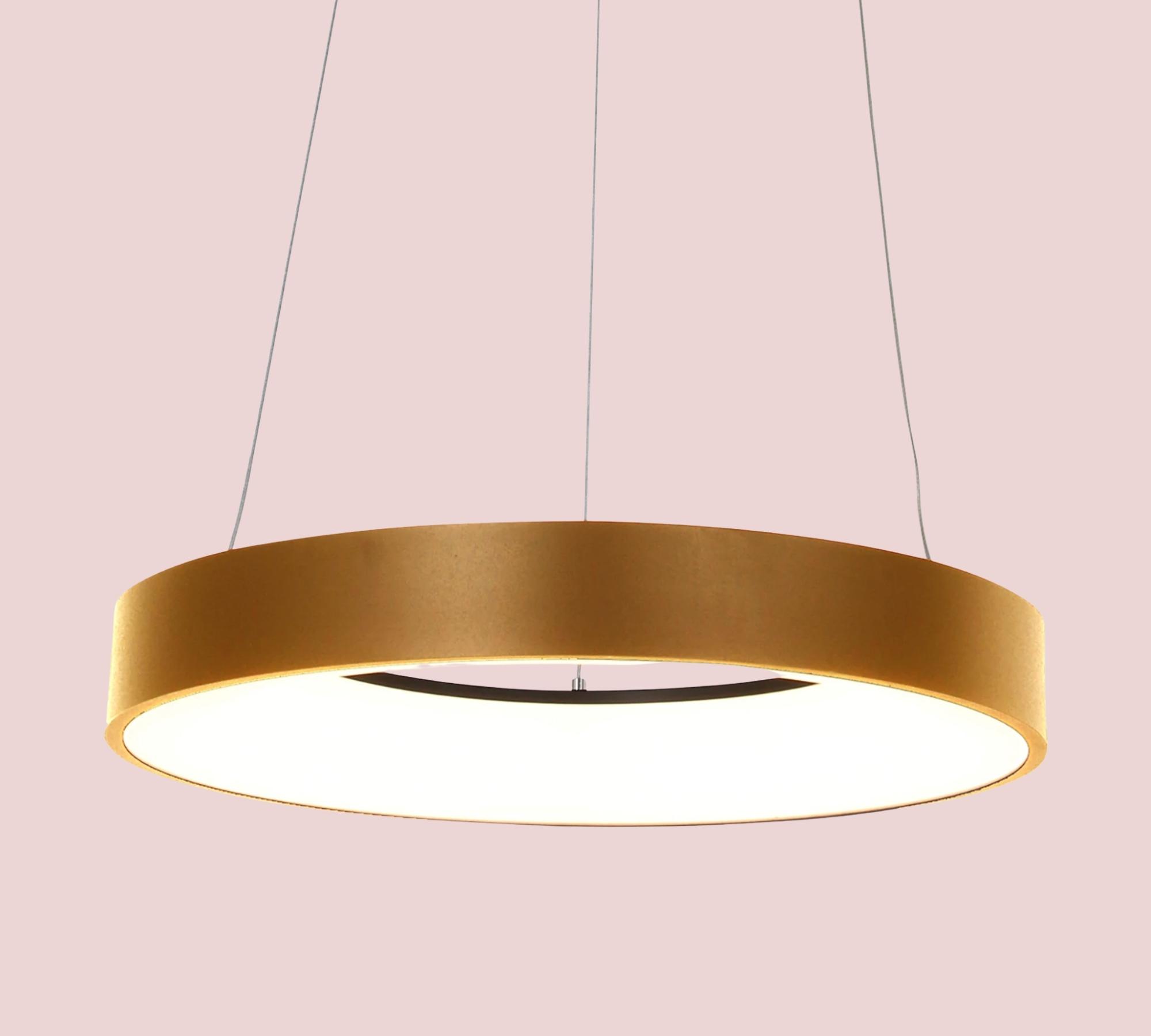 LED pendant light lacquered metal copper