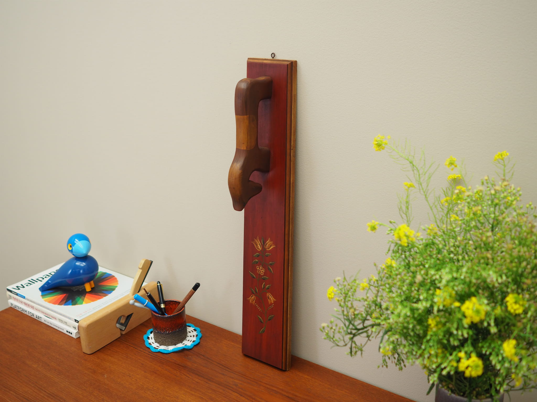 Vintage Wandschmuck Holz Braun 1970er Jahre