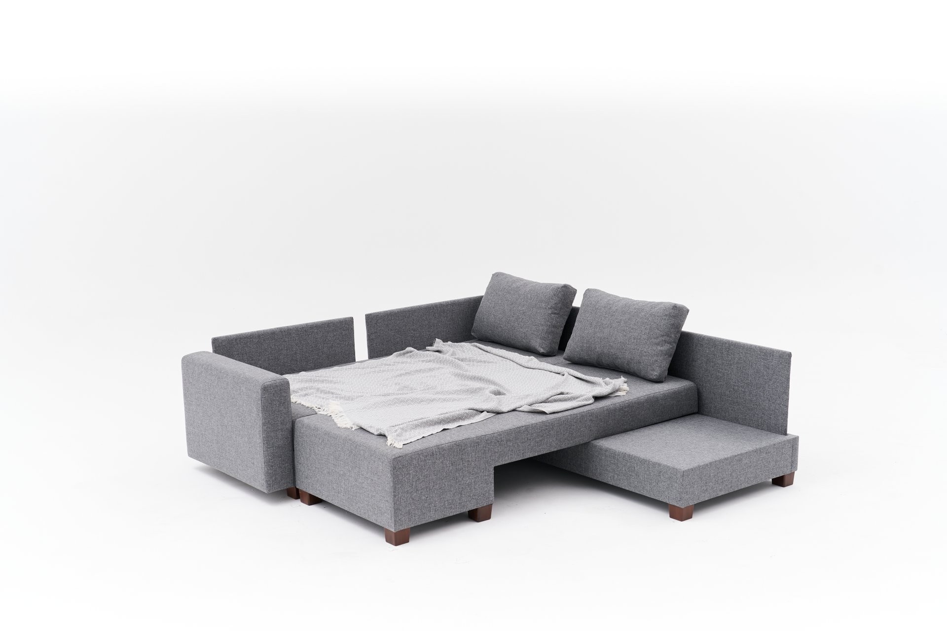 Aly Schlafsofa Récamiere Rechts Baumwolle Grau