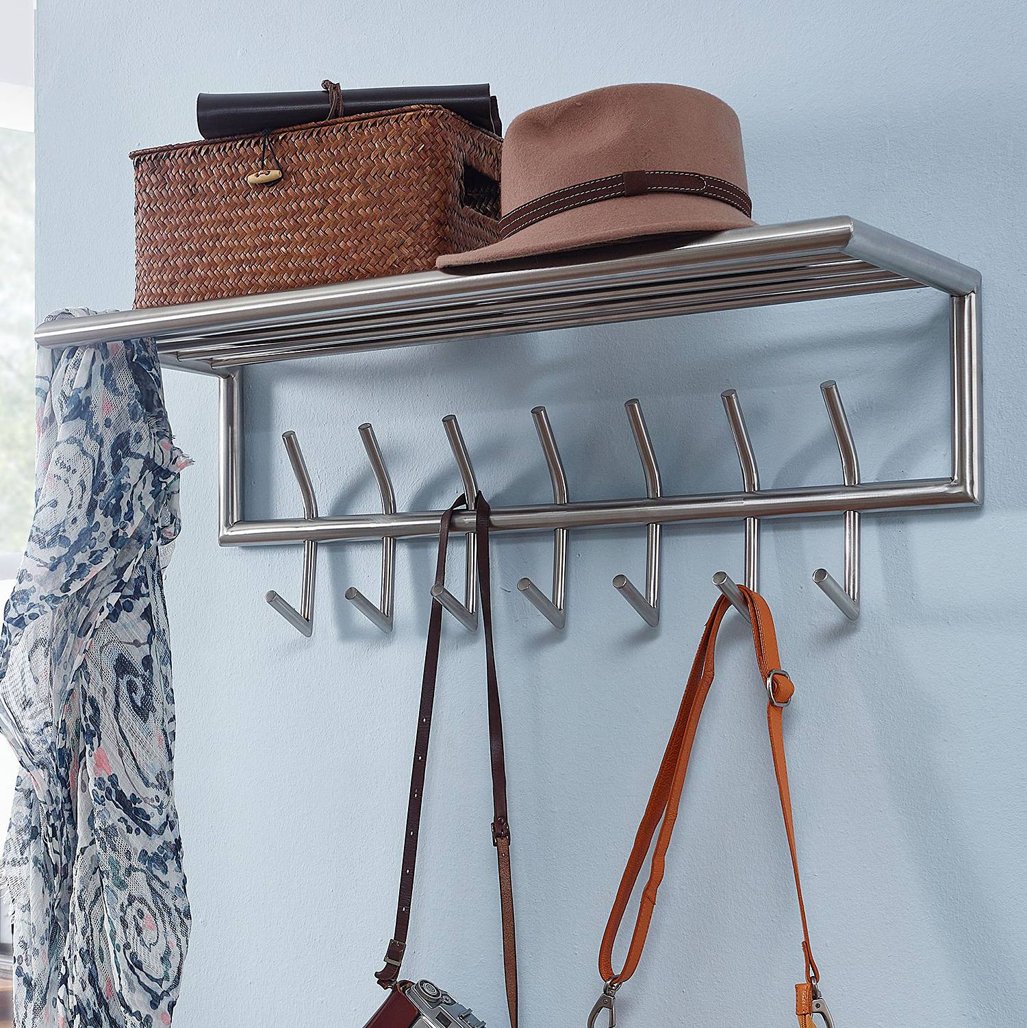 Heide Wandgarderobe Stahl Silber